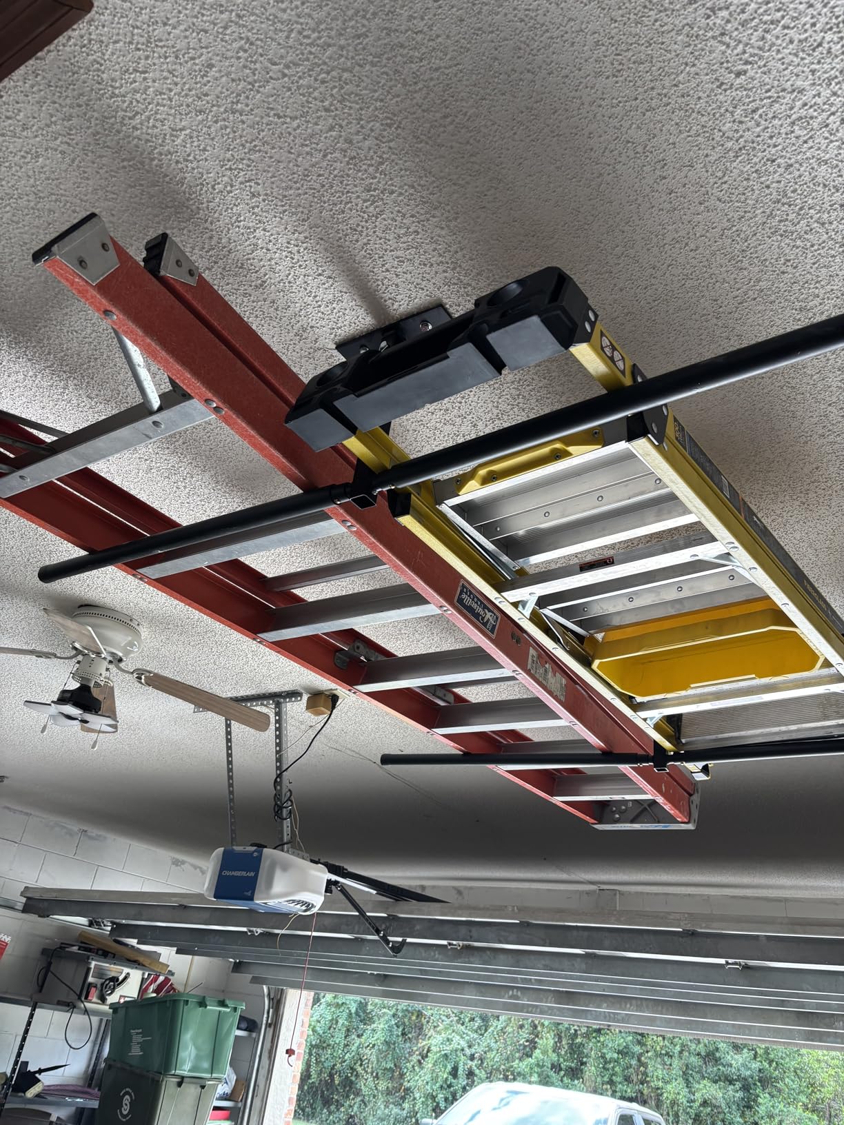 StoreYourBoard Adjustable Overhead Ladder Rack – Garage Organizer Ladder Shelf for Step & Extension Ladders - Storage Racks and Shelving for Garage Organization - Ceiling Mounted - Holds 75 lbs - Customer Photo 2