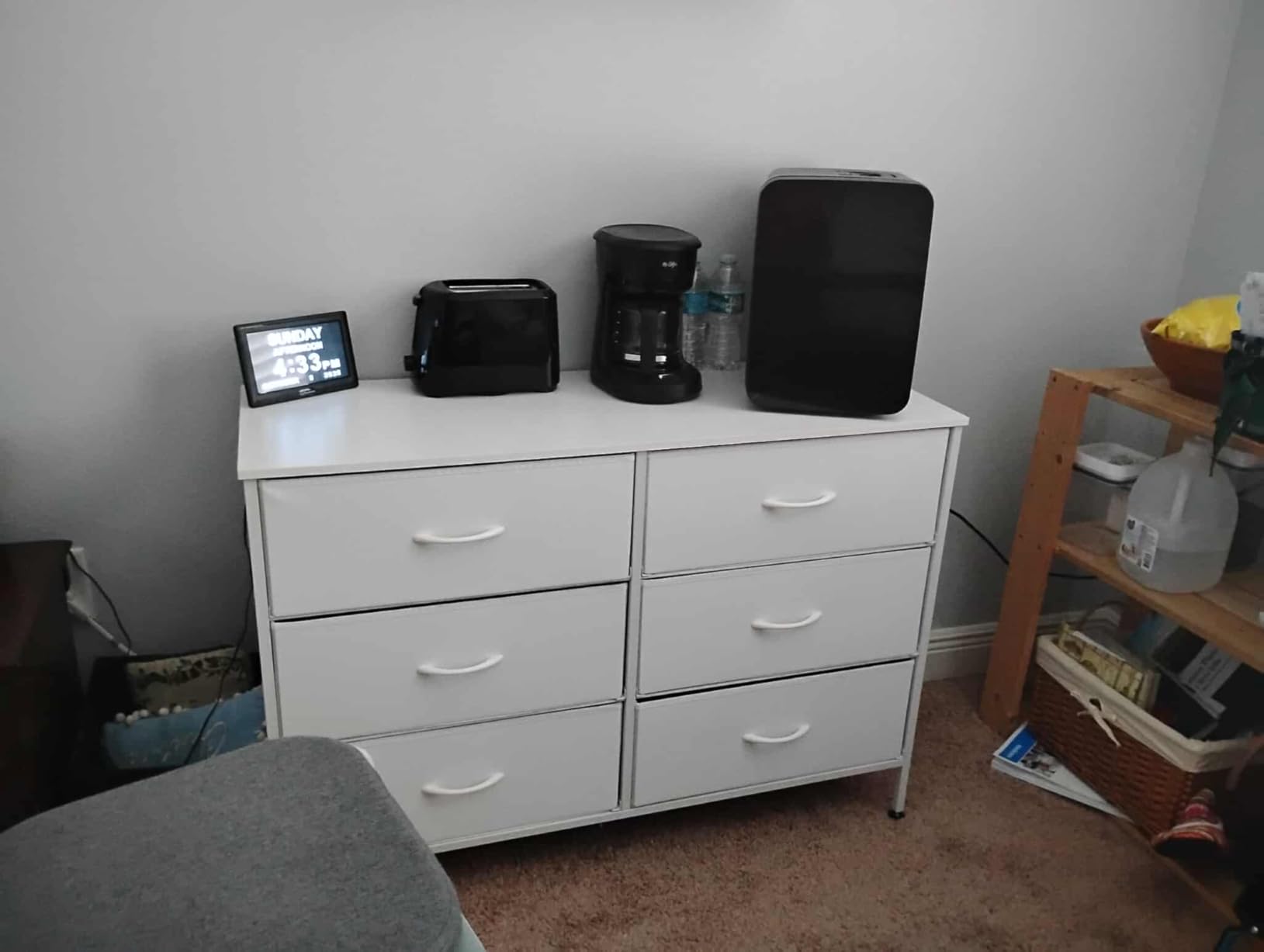 WLIVE Dresser for Bedroom with 6 Drawers, Wide Fabric Dresser TV Stand for 50 Inches TV, with Metal Frame, Wooden Top, Fabric Storage Dressers for Bedroom, Hallway, Entryway, Rustic Brown - Customer Photo 2