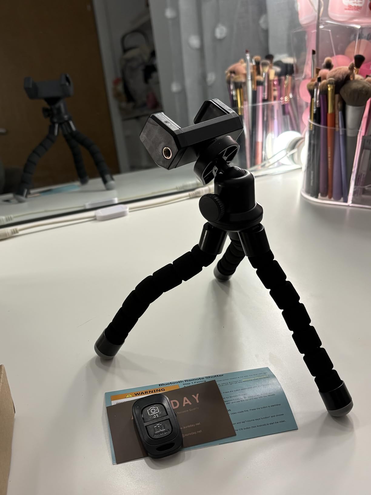 Aureday Phone Tripod, Flexible Tripod for iPhone and Android Cell Phone, Come with Wireless Remote and Clip for Video Recording/Vlogging/Selfie customer photo 1