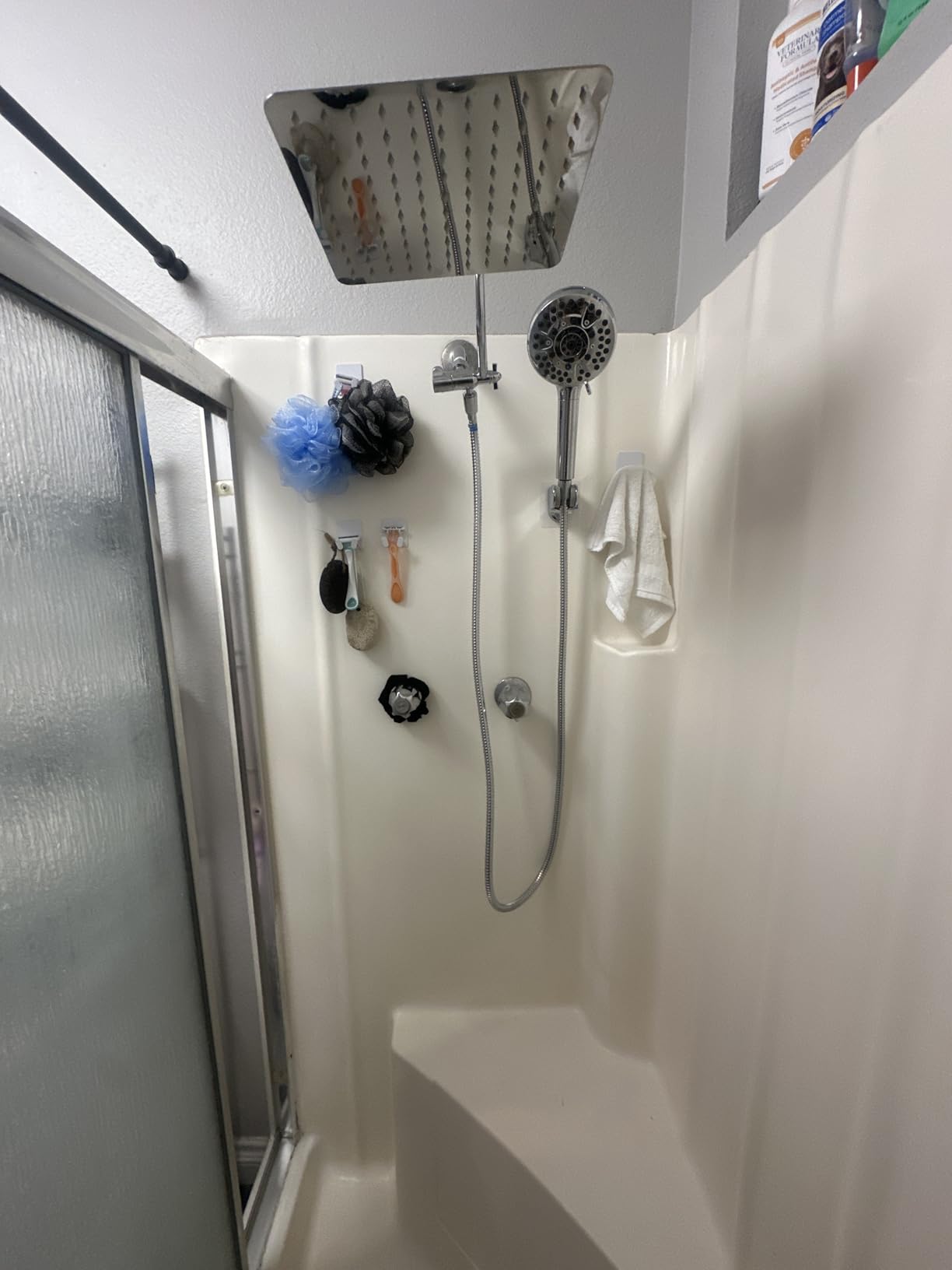 Hibbent All Metal High Pressure Rainfall 10'' Shower Head, CUPC Certified Handheld Showerhead Combo, 12'' Adjustable Shower Extension Arm, 10-Spray, 71'' Hose, Adhesive Showerhead Holder, Matte Black - Customer Photo 2