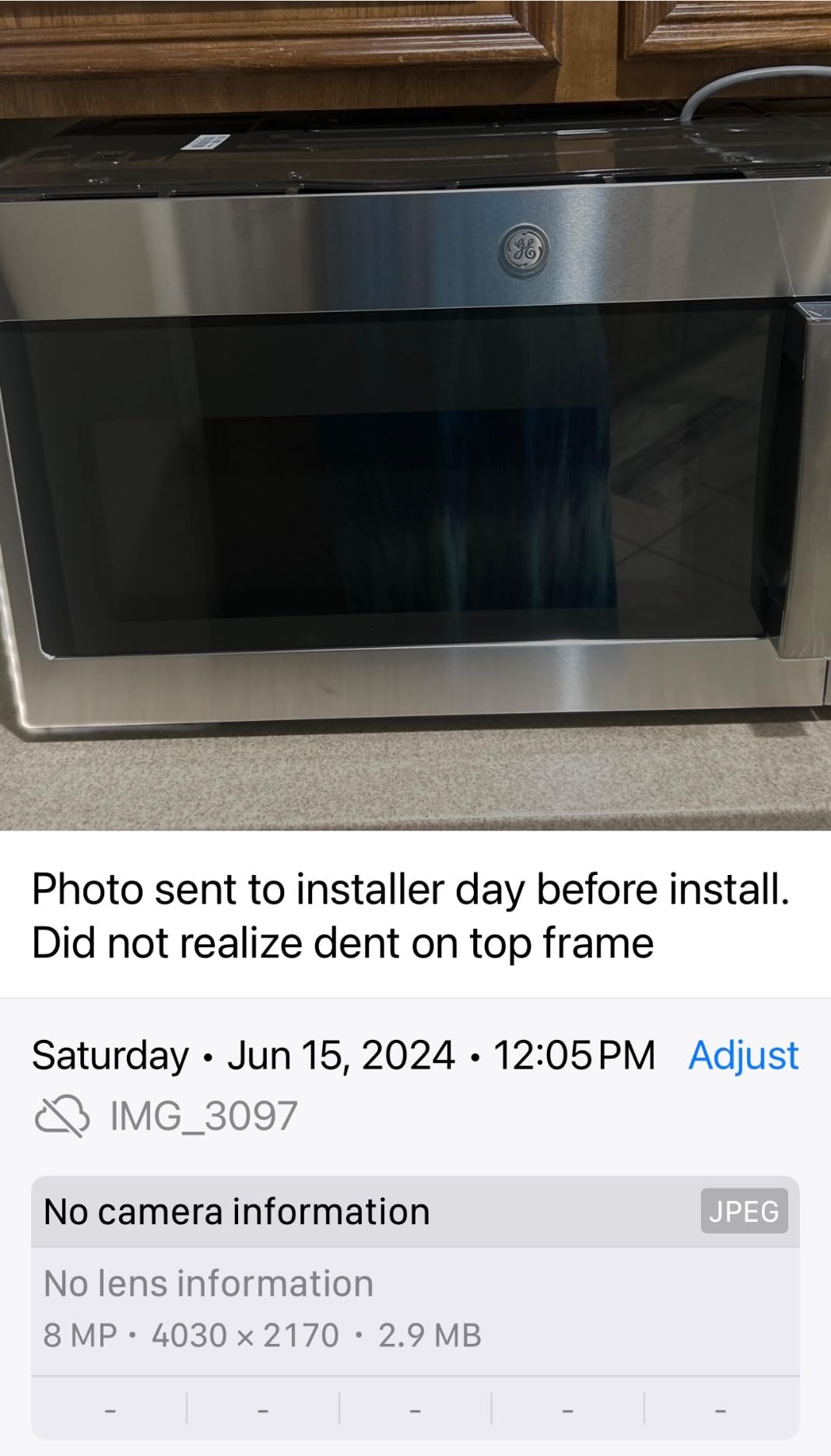 GE JVM7195SKSS 1.9 Cu. Ft. Over-the-Range Sensor Microwave Oven Stainless Steel Bundle with Premium 2 YR CPS Enhanced Protection Pack - Customer Photo 2