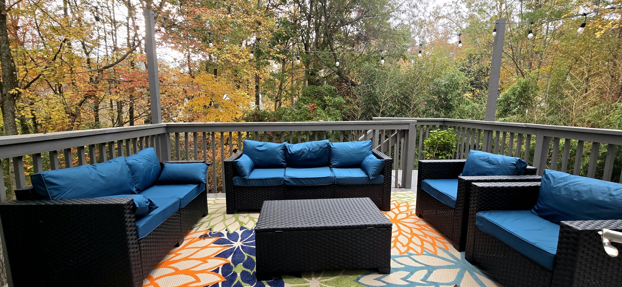 Rattaner 5-Piece Patio Furniture Sofa Set Outdoor Wicker Sectional Couch with Storage Table Non-Slip Cushions Furniture Covers, Grey - Customer Photo 1