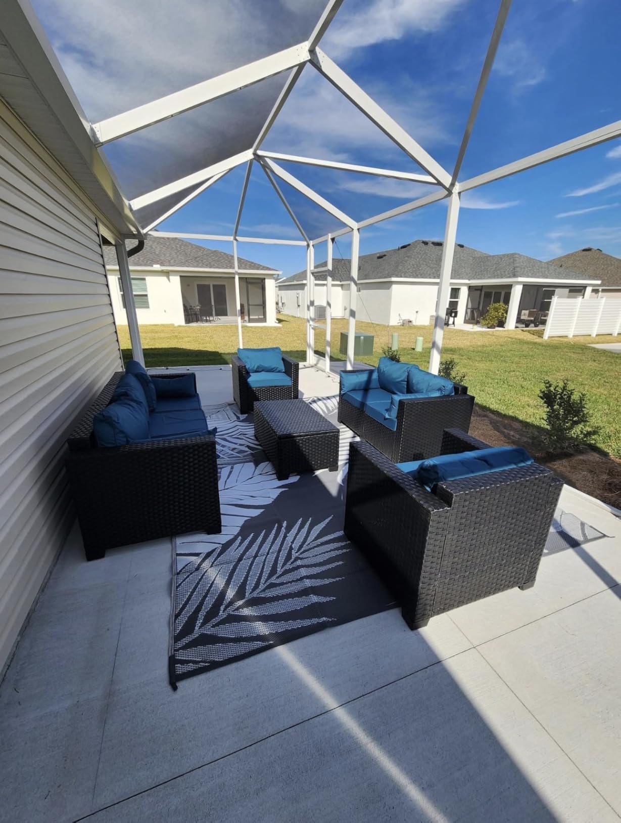 Rattaner 5-Piece Patio Furniture Sofa Set Outdoor Wicker Sectional Couch with Storage Table Non-Slip Cushions Furniture Covers, Grey - Customer Photo 2