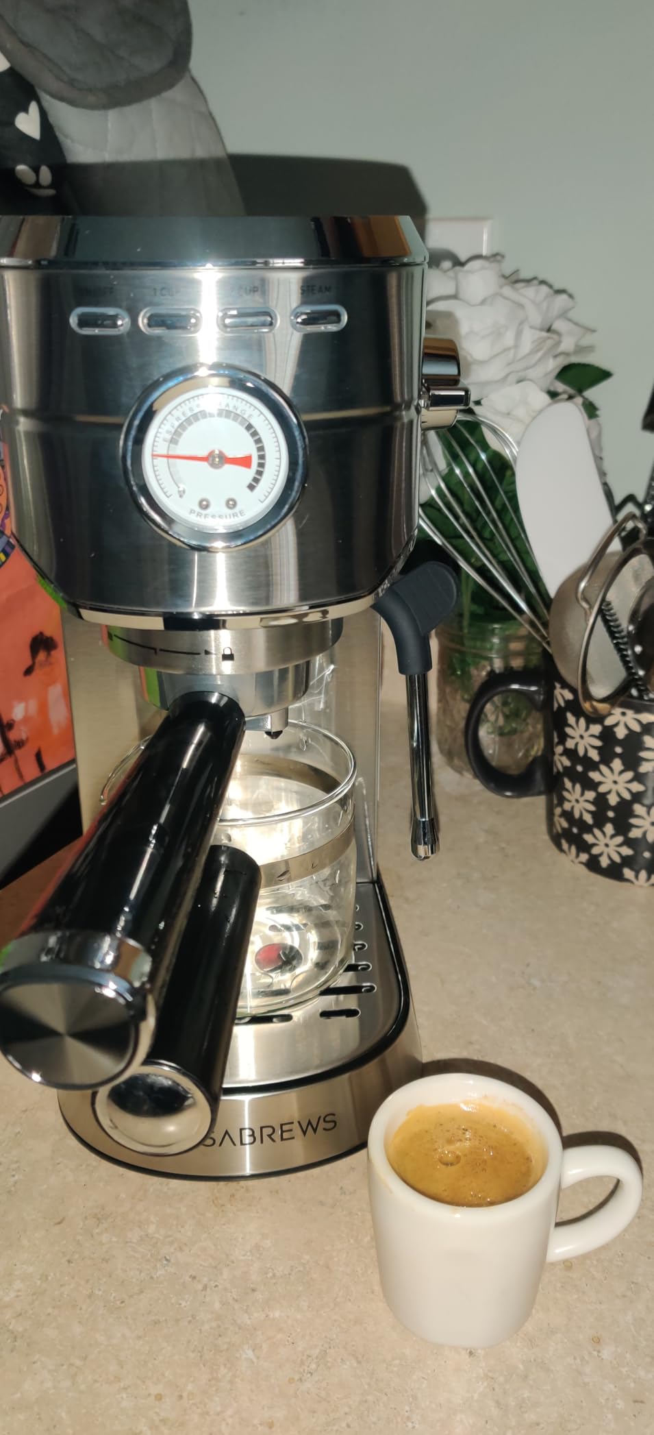 CASABREWS CM5418 Espresso Machine 20 Bar, Compact Espresso Maker with Steam Milk Frother, Stainless Steel Coffee Machine with 34oz Removable Water Tank for Cappuccino, Gift for Women or Men, Silver - Customer Photo 2