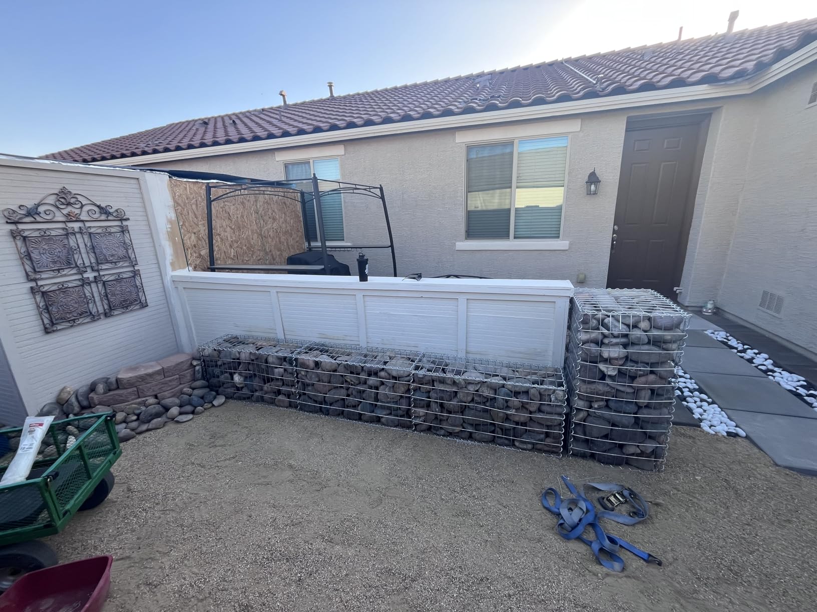 vidaXL Galvanized Steel Gabion Wall with Covers, Heavy-Duty Retaining Stone Basket for Outdoor Garden Patio & Backyard, 118.1