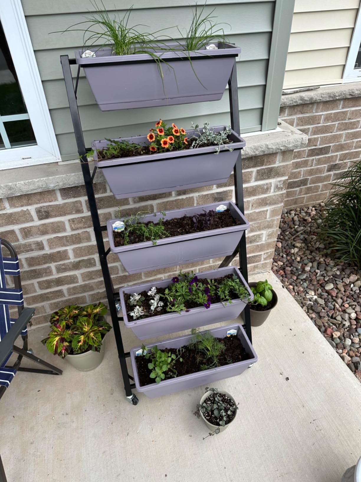 BIRDROCK HOME 5-Tier Vertical Garden Planter Bed - Raised Flower Stand - Rolling Plant Tower - Weather Resistant Box - Indoor or Outdoor - Herbs Flowers Berry's Vegetables - Metal - Customer Photo 1