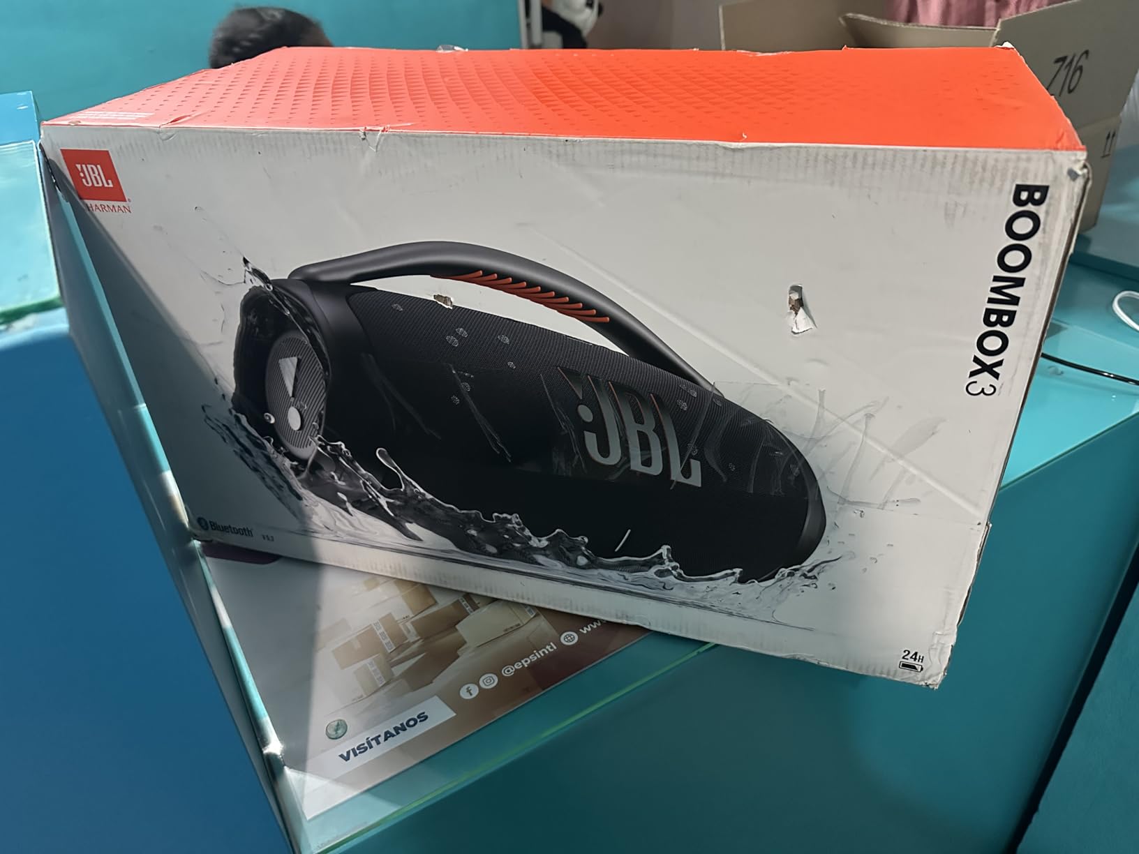 JBL Boombox 3 Black Portable Bluetooth Speaker with Massive Sound, Deepest Bass, IPX7 Waterproof, 24H Playtime, PartyBoost - Customer Photo 1