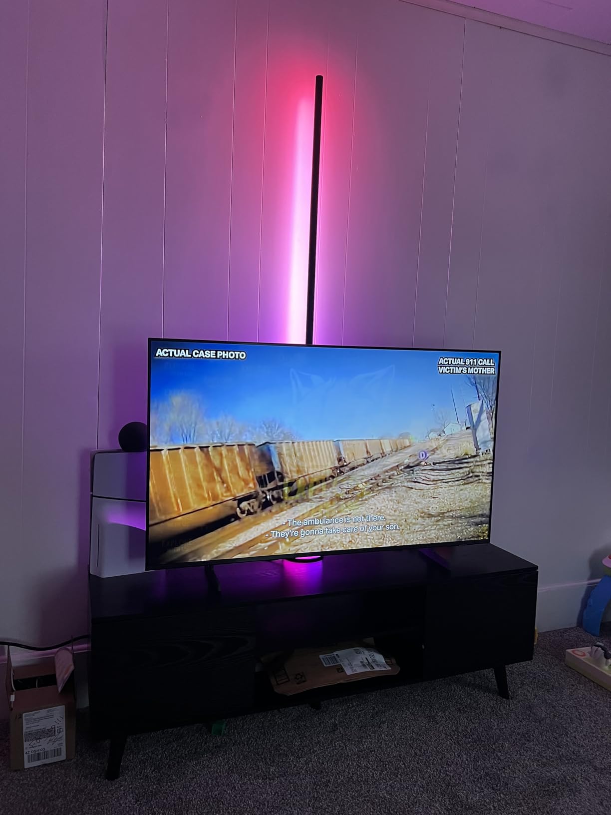 WLIVE Mid-Century Modern TV Stand for 55/60 Inch TV, Entertainment Center with Storage & Adjustable Shelves, Media Console with Soft-Close Cabinets for Living Room/Bedroom, Retro Brown - Customer Photo 1