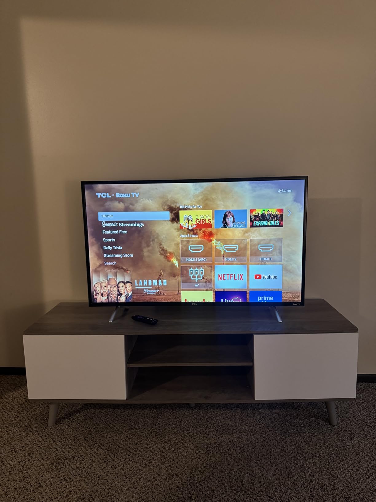 WLIVE Mid-Century Modern TV Stand for 55/60 Inch TV, Entertainment Center with Storage & Adjustable Shelves, Media Console with Soft-Close Cabinets for Living Room/Bedroom, Retro Brown - Customer Photo 2