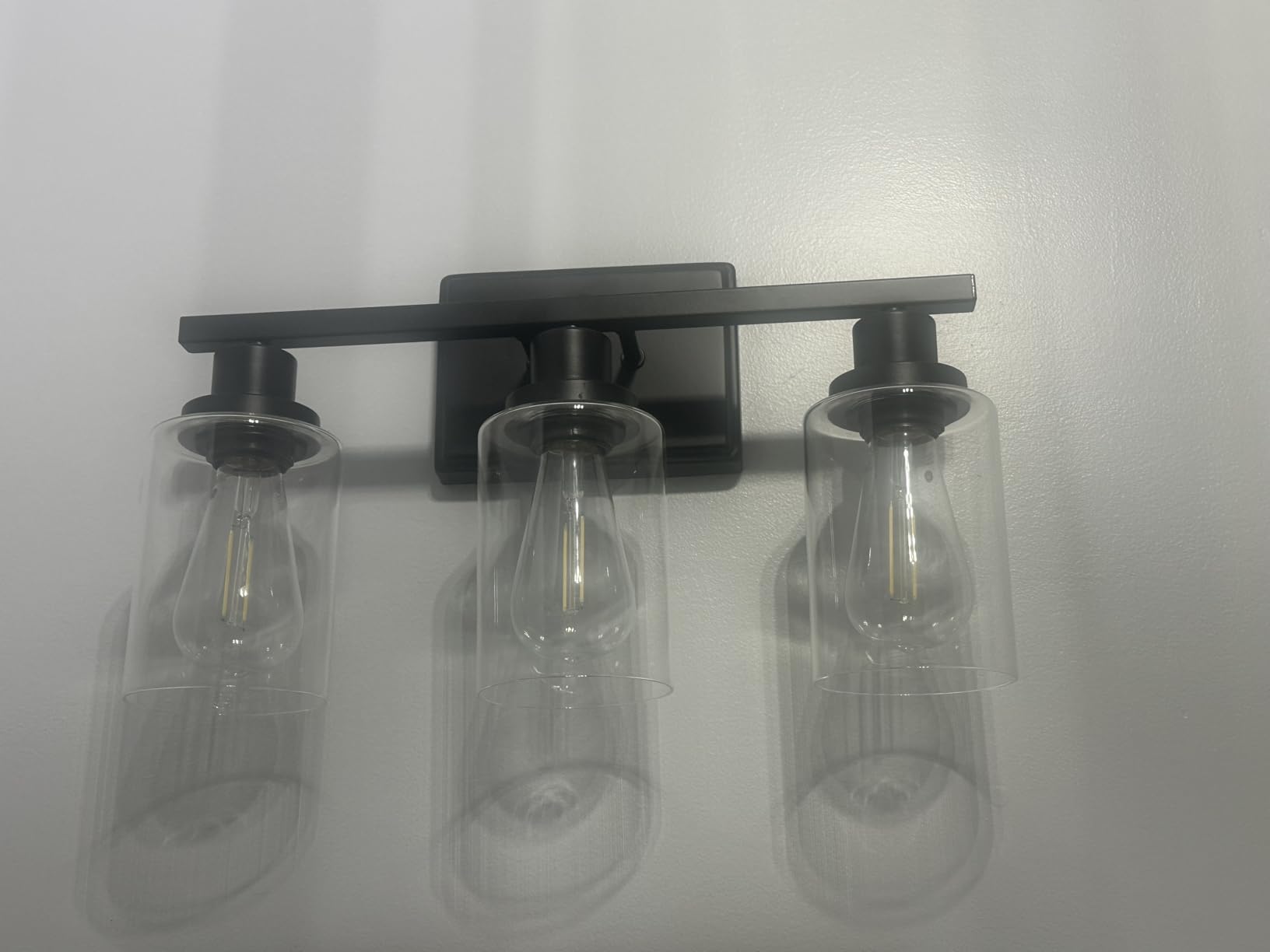 Ascher Bathroom Vanity Light Fixtures, 3 Light Wall Sconces Lighting with Clear Glass Shade, Brushed Nickel Wall Lights for Mirror, Kitchen, Living Room, Gallery, E26 Base (Bulbs Not Included) - Customer Photo 1