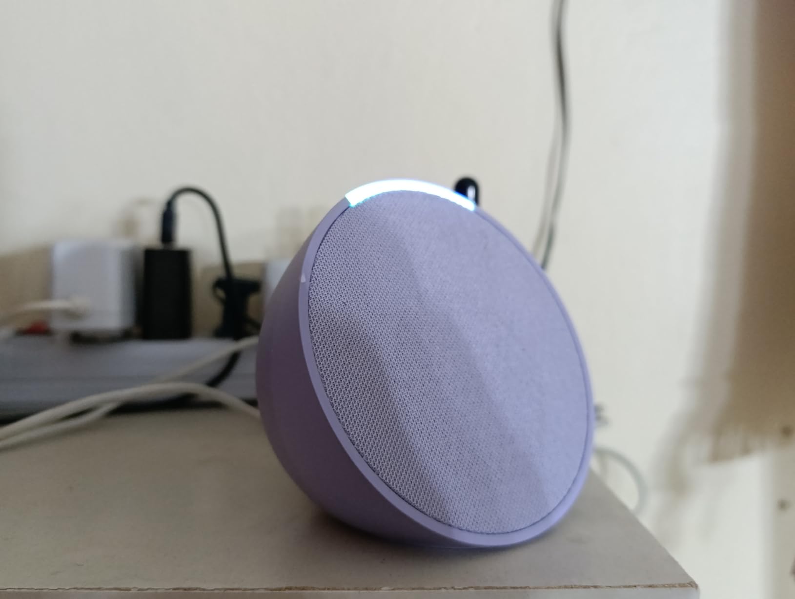 Amazon Echo Pop (newest model), Our smallest speaker with Alexa+ Early Access, Fits in any room, Glacier White - Customer Photo 1