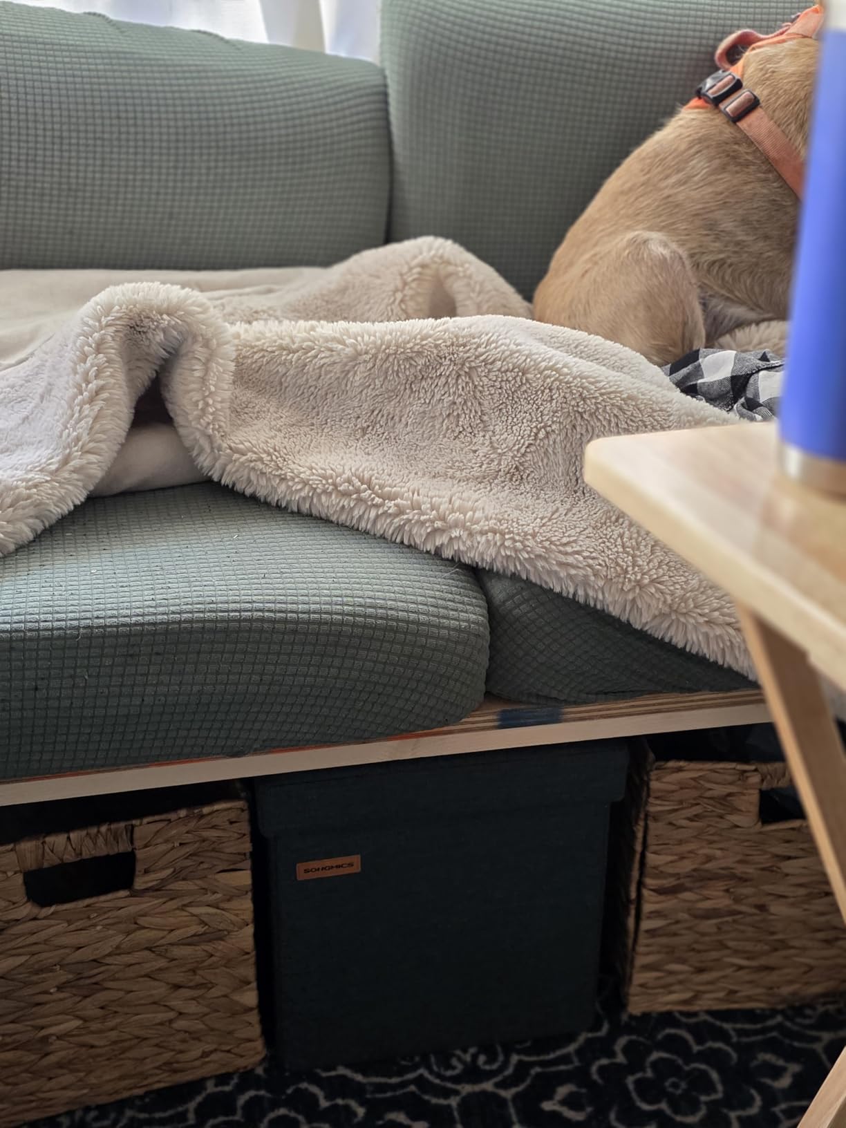 SONGMICS 11.8 Inches Small Folding Storage Ottoman Cube, Storage Footrest, Foot Rest Stool, for Living Room, Bedroom, Dorm, Dark Gray - Customer Photo 1