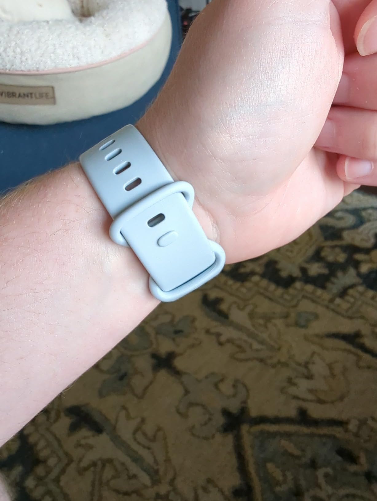 Fitbit Sense 2 Advanced Health and Fitness Smartwatch with Tools to Manage Stress and Sleep, ECG App, SpO2, 24/7 Heart Rate and GPS, Blue Mist/Pale Gold, One Size (S & L Bands Included) - Customer Photo 2