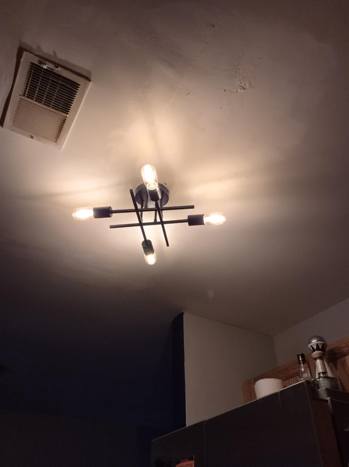 Gold Semi Flush Mount Ceiling Light Fixture, 4-Light Modern Industrial Sputnik Chandelier Light Fixture, Flush Mount Ceiling Lamp for Kitchen Bedroom Living Room Dining Room Closet, E26 Bulb Sockets - Customer Photo 3