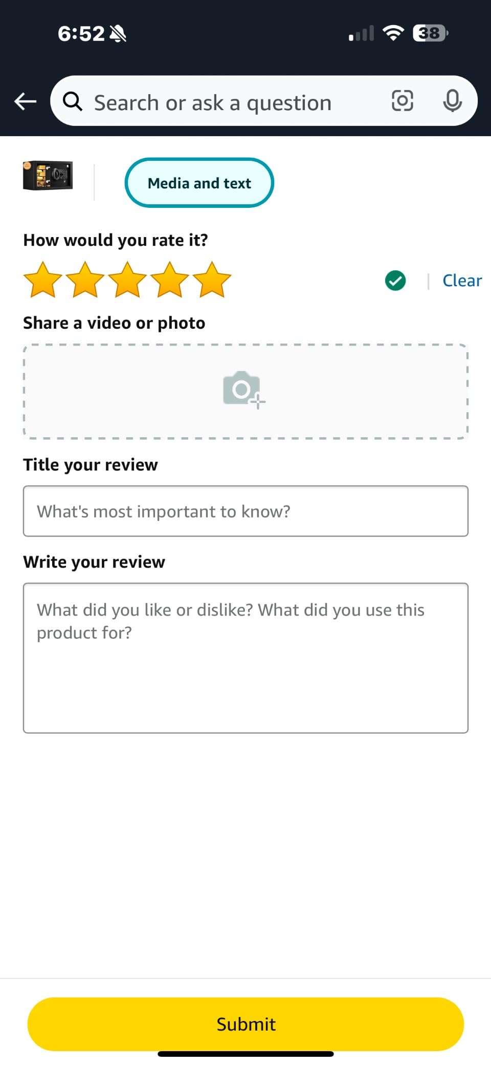 Tenamic Safe Box 2.2 Cuft Fireproof Waterproof Home Safe, Keypad Large Lock Box Cabinet Safes, Solid Alloy Steel Office Hotel Home Safe, Black - Customer Photo 1