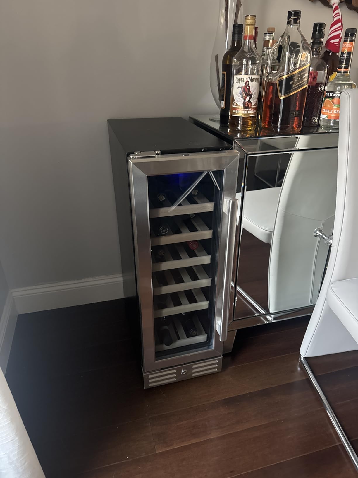 Kalamera 24 inch Wine Cooler, 37 Bottle - Dual Zone Built-in or Freestanding Fridge with Stainless Steel Reversible Glass Door, for Home, Kitchen or Office - Customer Photo 1