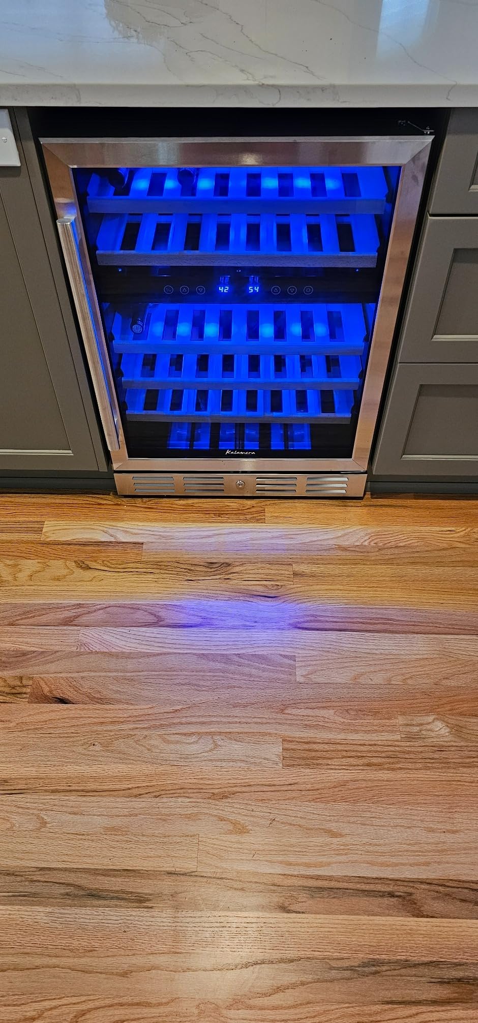 Kalamera 24 inch Wine Cooler, 37 Bottle - Dual Zone Built-in or Freestanding Fridge with Stainless Steel Reversible Glass Door, for Home, Kitchen or Office - Customer Photo 2