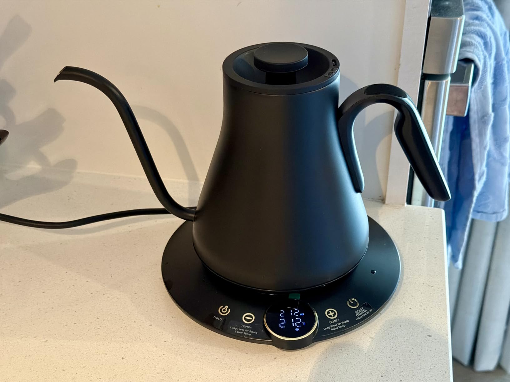 INTASTING Gooseneck Electric Kettle with ±1℉ Temperature Control for Pour Over Coffee & Tea, Quick Heating, BPA-Free Stainless Steel, Built-in Brew Timer, 1500W/0.9L (Ebony Black) - Customer Photo 1