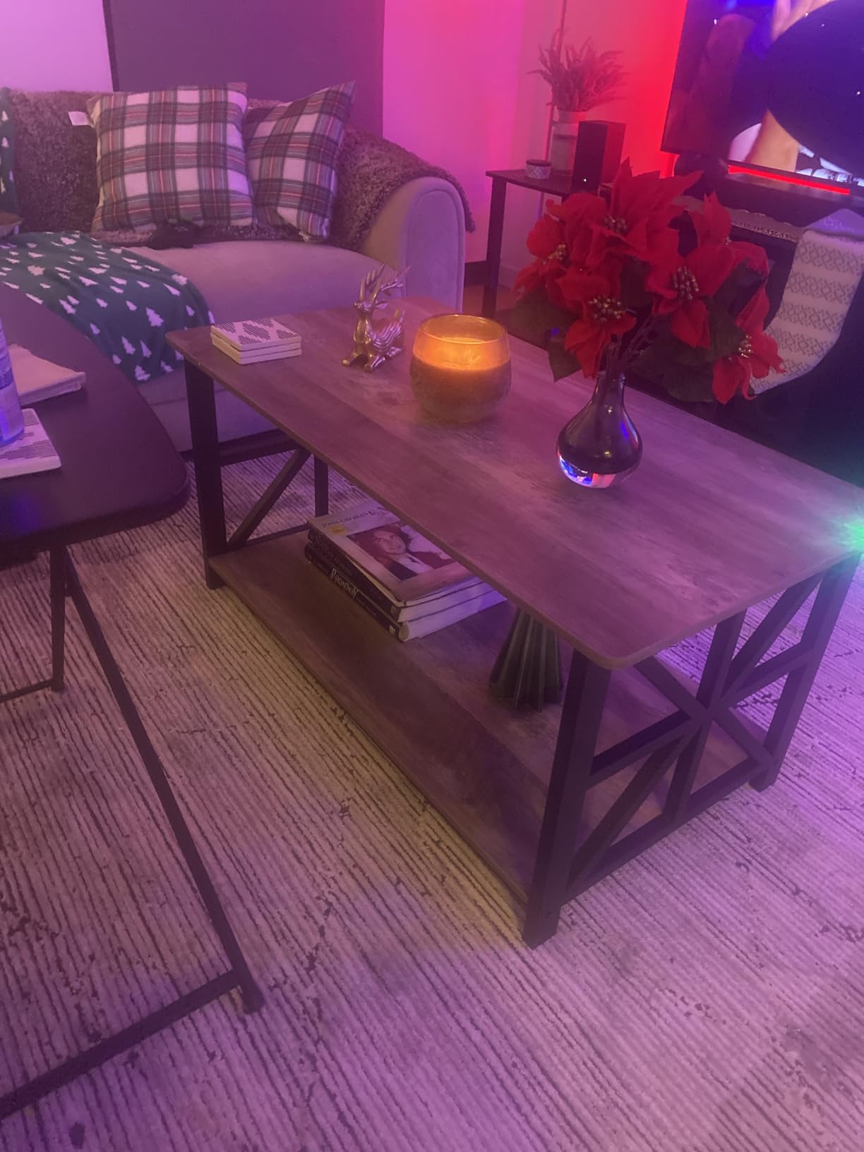 GreenForest Coffee Table for Living Room with Round Corners Farmhouse Style Center Table with Storage Shelf 39 Inch Space Saving Easy Assembly Gray Wash - Customer Photo 1