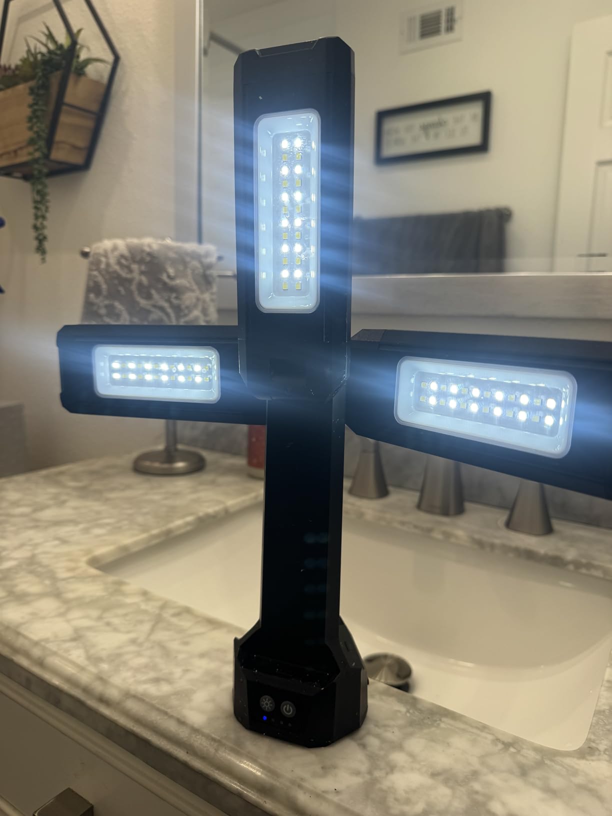 Rechargeable LED Work Light with Stand, Aluminum 67 Portable Cordless Work Light, 8AH Battery, 500/1500/2500 Lumen, 4000/6500K Dimmable Camping Light with Detachable Tripod (Carrying Bag Included) customer photo 2