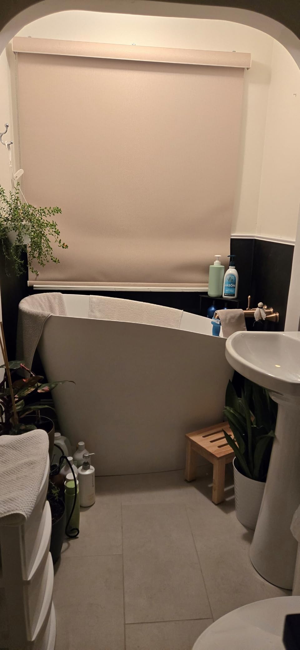 Weibath Japanese Soaking Bathtub 47'' Oblique Freestanding Tub Stone Resin Deep Soaking Bathtub in Matte White - Customer Photo 2