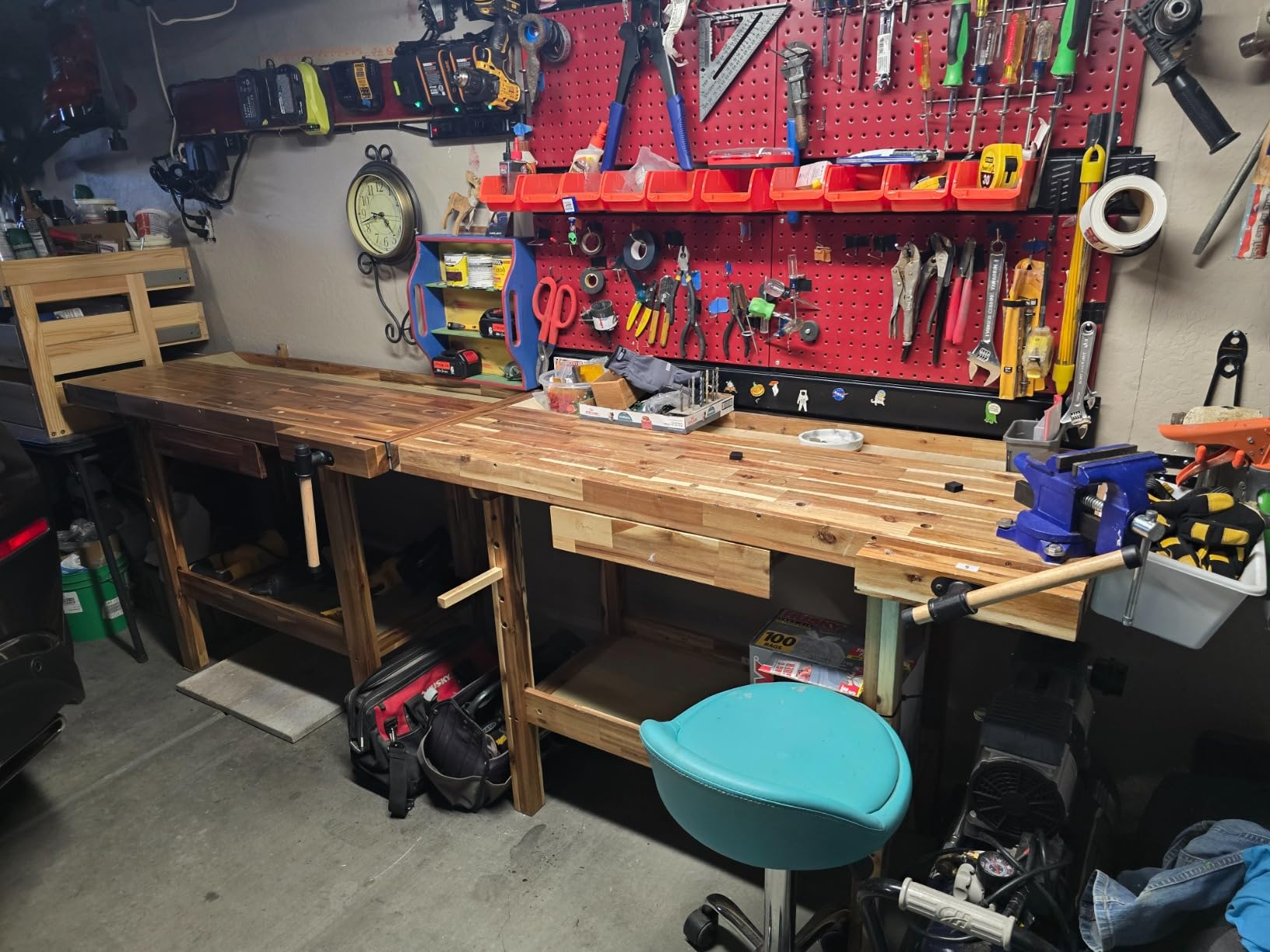 Olympia Tools 60-Inch Rubber Hardwood Workbench with 4-Drawers - 450lbs Weight Capacity Heavy Duty Portable Wood Work Bench Table for Garage, Workshop, Home Storage - Woodworking Wooden Workbenches - Customer Photo 1