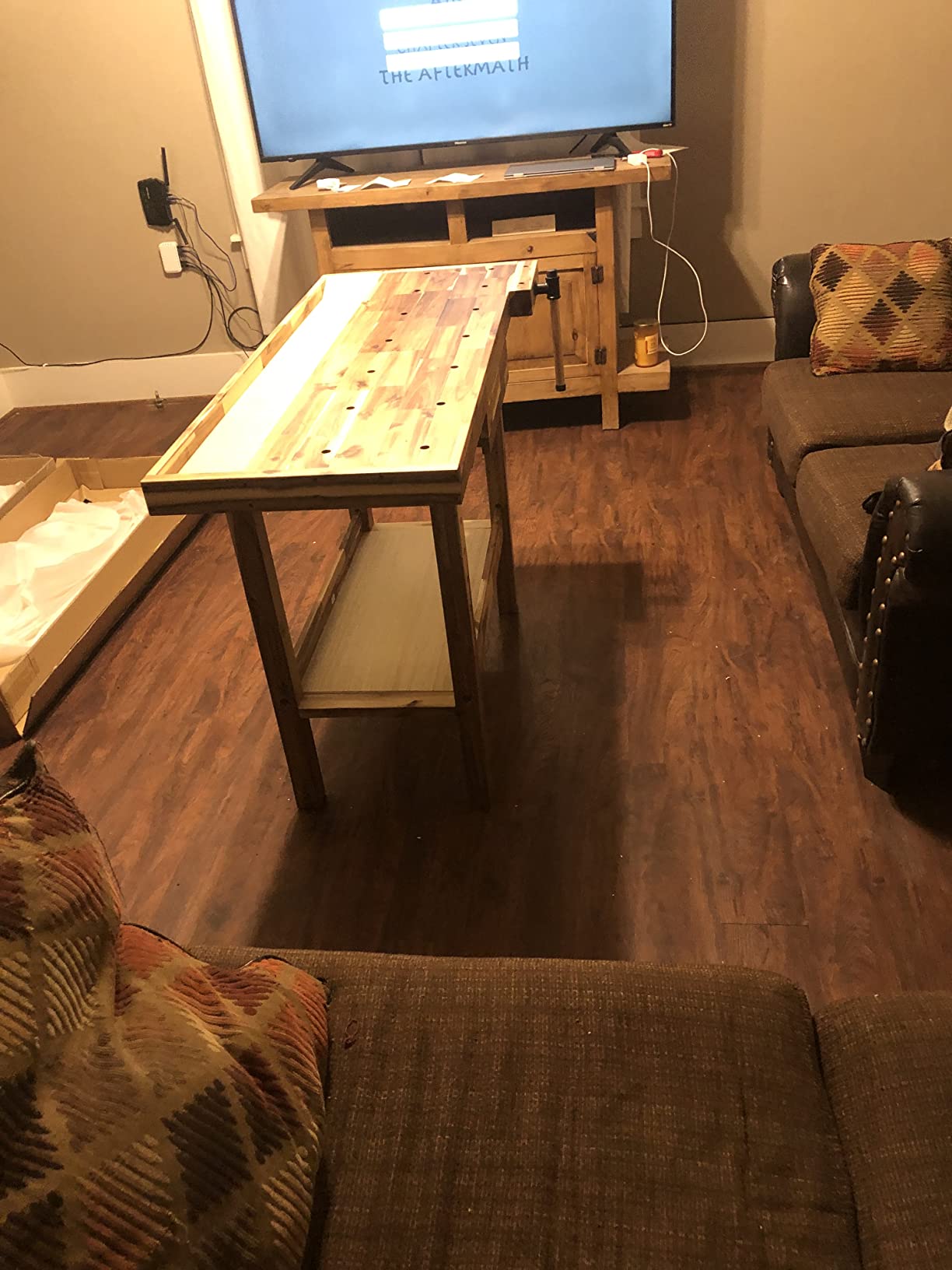 Olympia Tools 60-Inch Rubber Hardwood Workbench with 4-Drawers - 450lbs Weight Capacity Heavy Duty Portable Wood Work Bench Table for Garage, Workshop, Home Storage - Woodworking Wooden Workbenches - Customer Photo 2