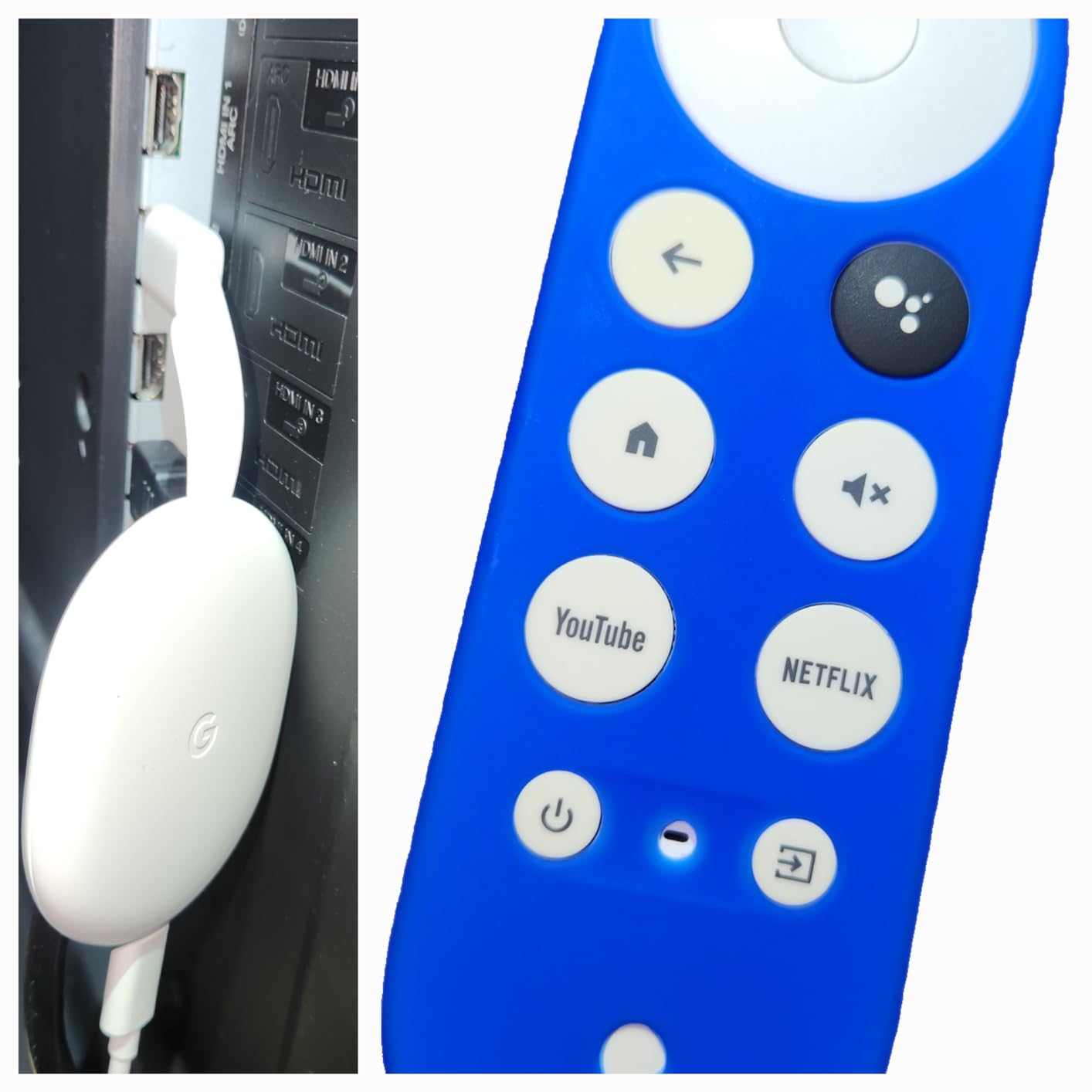 Chromecast - Streaming Device with HDMI Cable and Voice Search Remote - Stream Shows, Music, Photos, Sports from Phone to TV - Includes Cleaning Cloth, Pouch - HD Version - Snow - Customer Photo 1