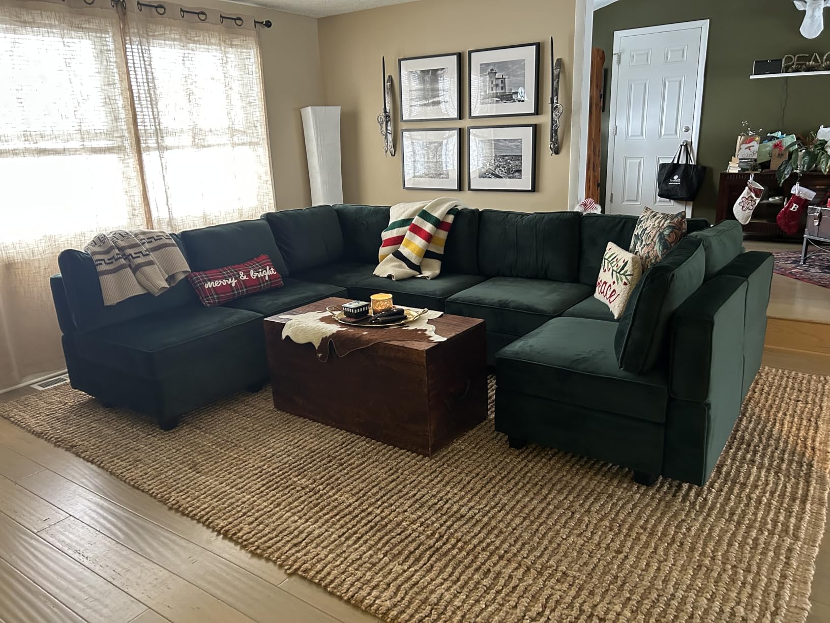 Belffin Modular Sectional Sofa with Ottomans Velvet Reversible Sleeper Sectional Sofa with Chaise Modular Sleeper Sofa Bed with Storage Seat Blue - Customer Photo 1