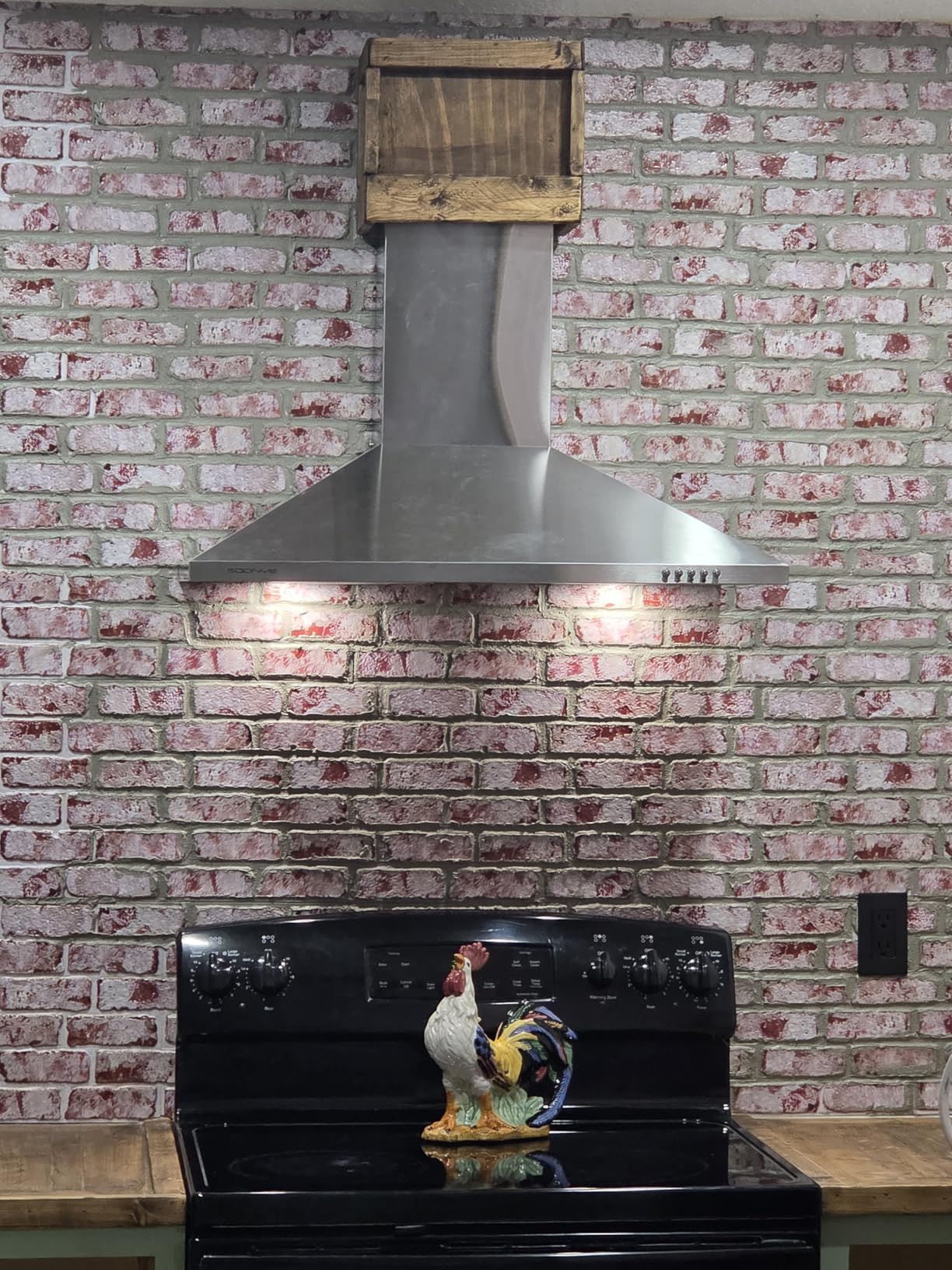 SOONYE 450 CFM 30 inch Range Hood, Stainless Steel Wall Mount Vent Hood, Convertible to Ductless/Ducted with LED Lights, 3 Speed Exhaust Fan - Customer Photo 1