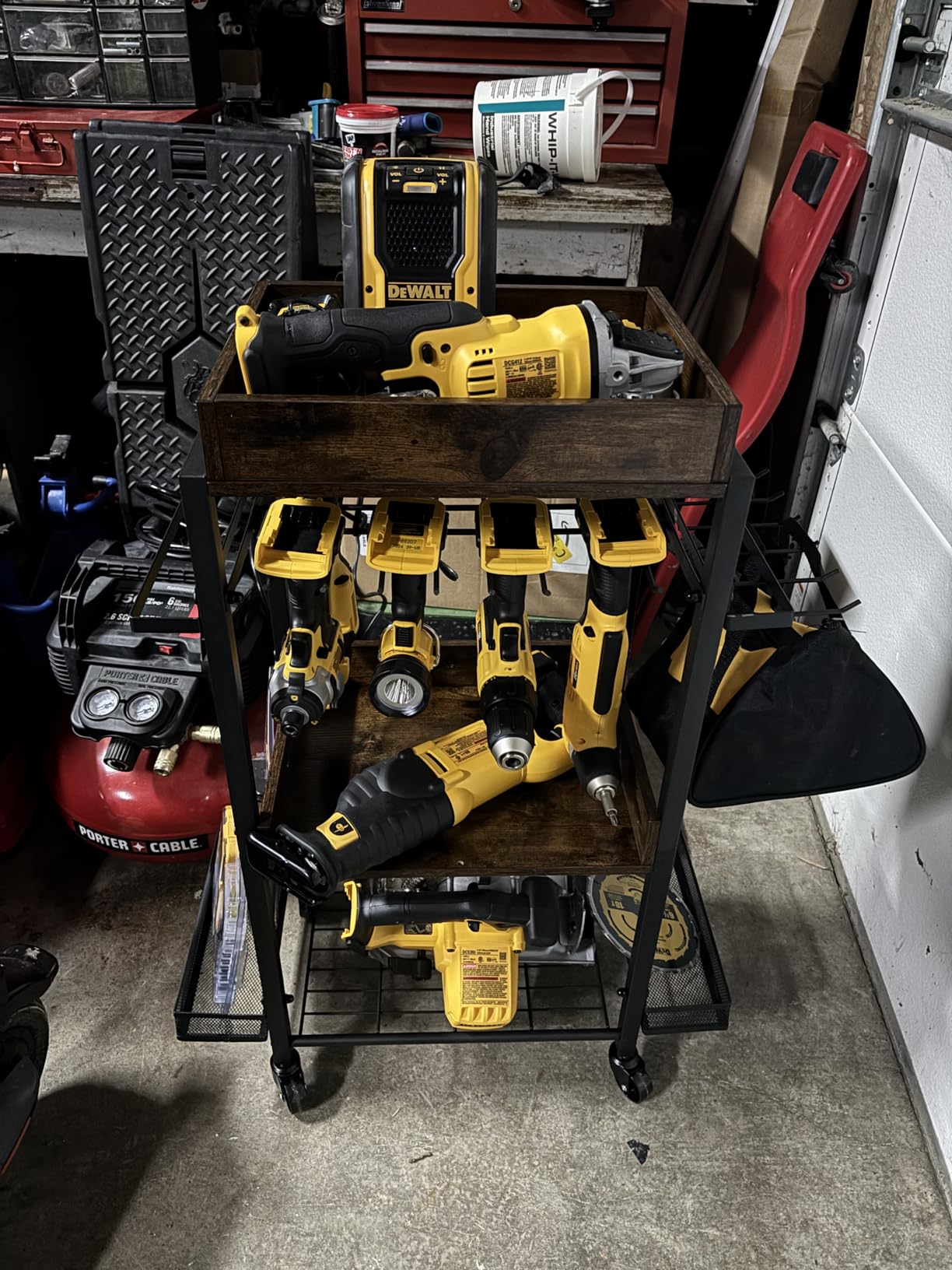 Olakee Power Tool Organizer Garage Storage Organization Shelving Tool Holder Drill Rack Shelf Rolling Cart Open Tool Chest Cabinet Box Organizer with Wheels Workshop Garage Gift Ideas for Men Dad - Customer Photo 2