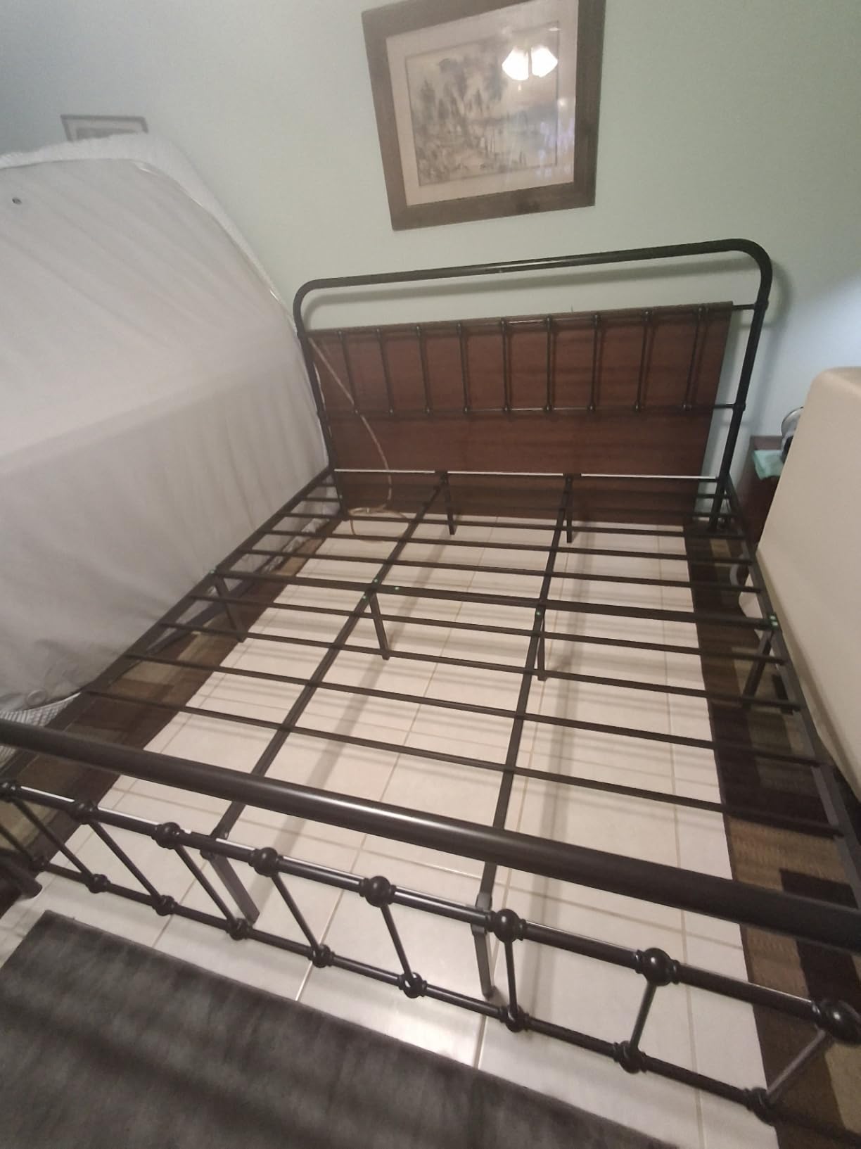 Allewie Queen Size Metal Platform Bed Frame with Victorian Style Wrought Iron-Art Headboard/Footboard, No Box Spring Required, Black - Customer Photo 1