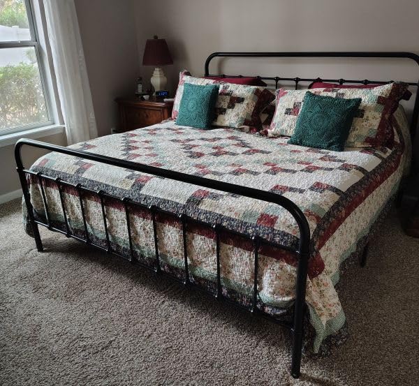 Allewie Queen Size Metal Platform Bed Frame with Victorian Style Wrought Iron-Art Headboard/Footboard, No Box Spring Required, Black - Customer Photo 2