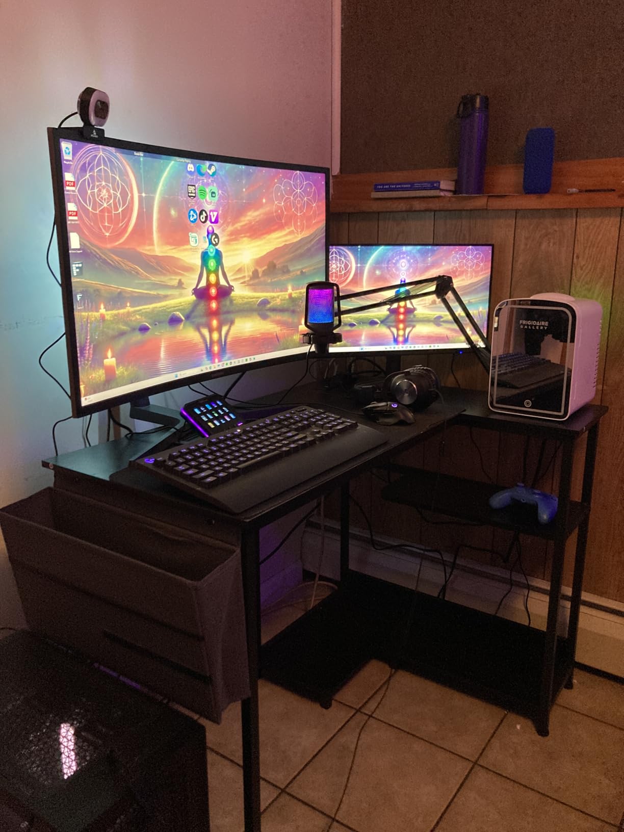 ODK 40 Inch Small L Shaped Gaming Computer Desk with Power Outlets, Reversible Storage Shelves & PC Stand for Home Office, Simple Writing Study Table with Storage Bag for Small Space, Black - Customer Photo 1