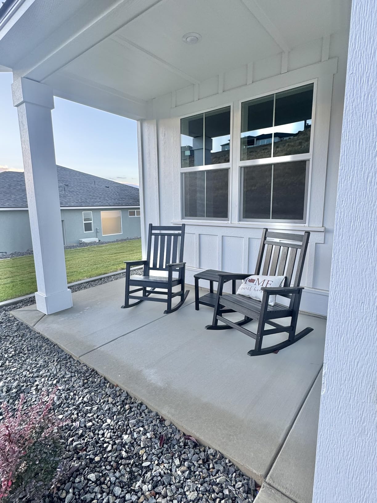 SERWALL Outdoor Rocking Chair Set of 2, HDPE Rocking Chairs for Adult, All Weather Porch Rockers for Lawn Garden, Grey - Customer Photo 1