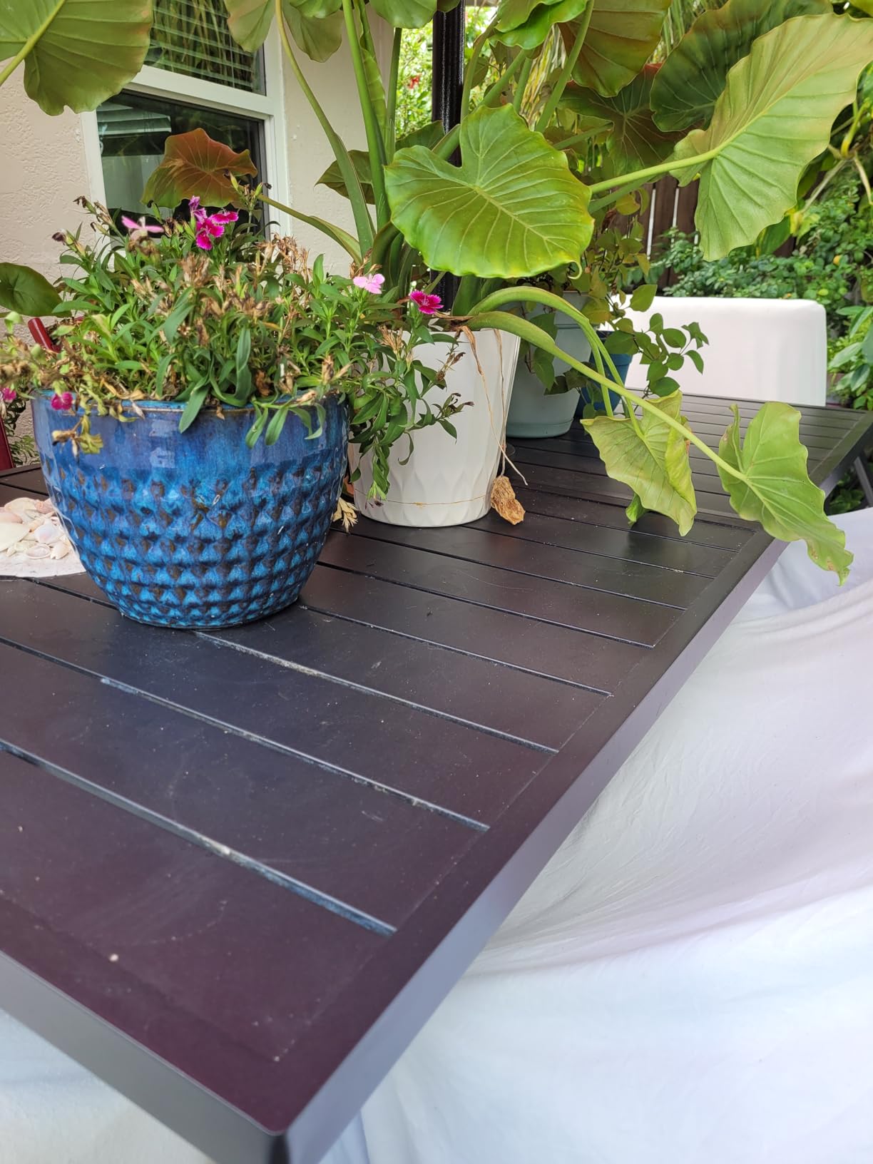 PHI VILLA 7 Piece Outoor Bar Dining Set, High Top Patio Bar Table and Chairs Set with 6 Outdoor Swivel Bar Stools & 40