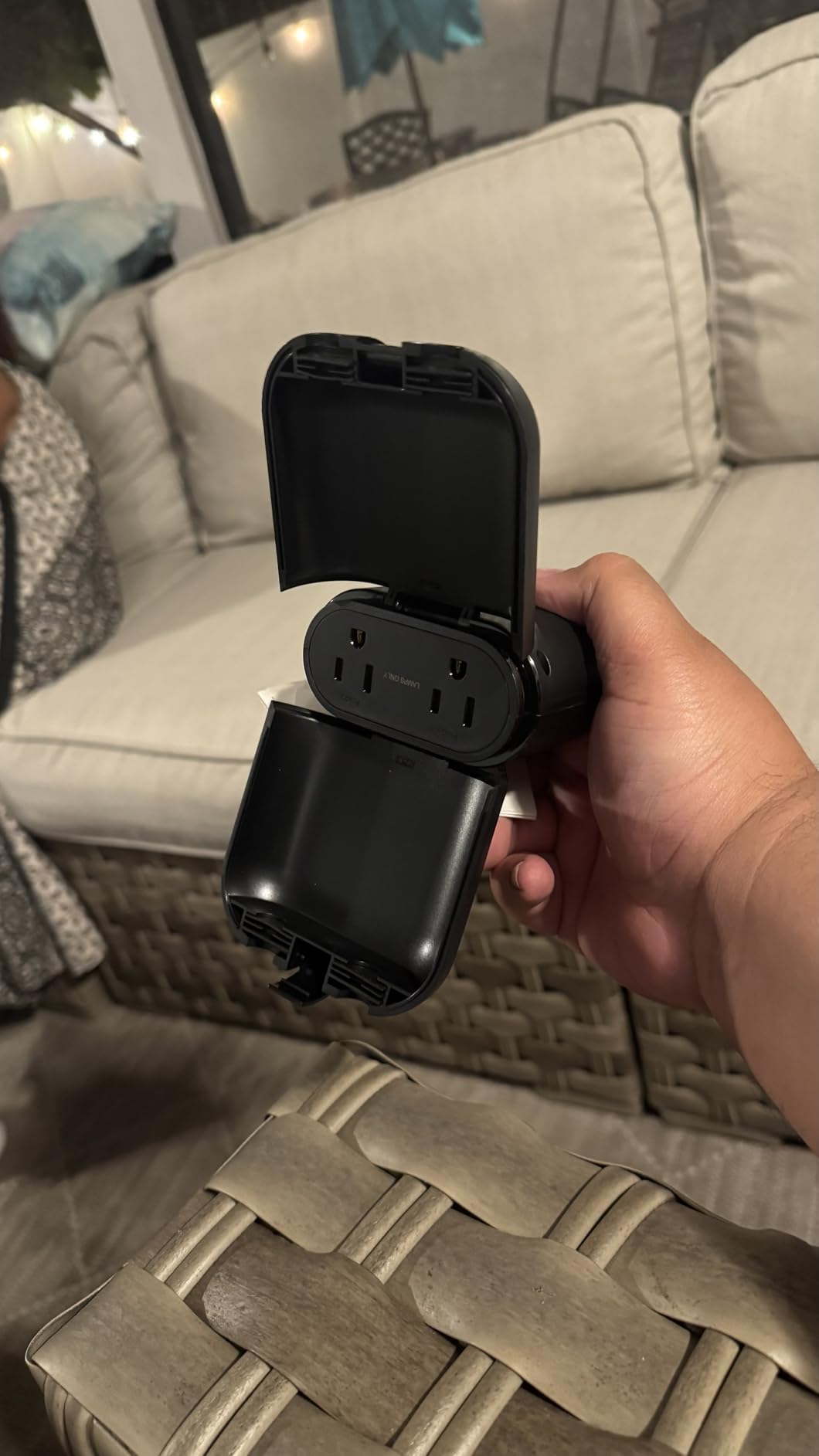 ELEGRP PQR22 Outdoor Smart Dimmer Plug Waterproof IP66, Smart WiFi Plug with 2 Individually Sockets, Compatible with Alexa & Google Assistant, Outdoor Dimmer for String Lights, UL Listed, 1 Pack - Customer Photo 2