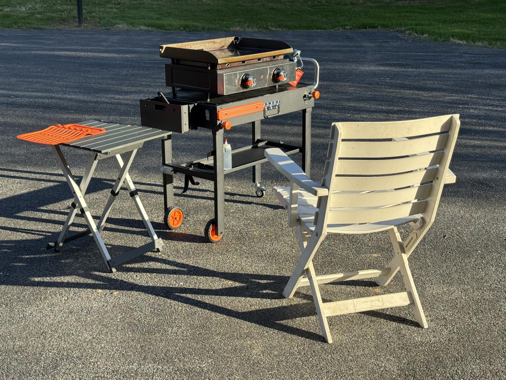 Portable Outdoor Grill Table, Folding Grill Cart Solid and Sturdy, Blackstone Griddle Stand Large Space, Blackstone Table with Paper Towel Holder, Grill Stand for Blackstones Griddle, Ninja Grills etc - Customer Photo 1