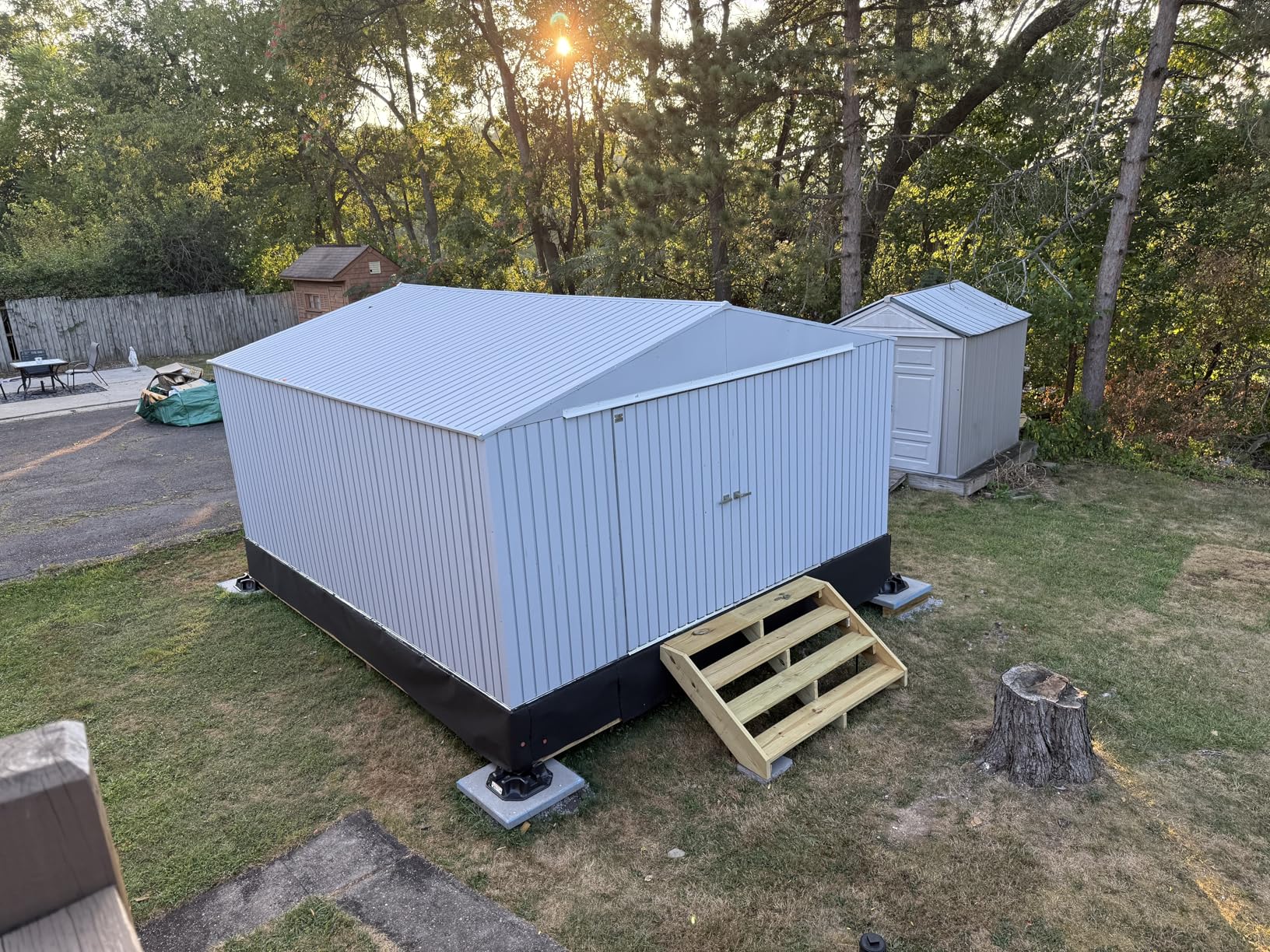 Arrow Shed Elite 14' x 16' Tall Outdoor Steel Storage Shed with High Gable and Lockable Doors Storage Building, Cool Grey - Customer Photo 1