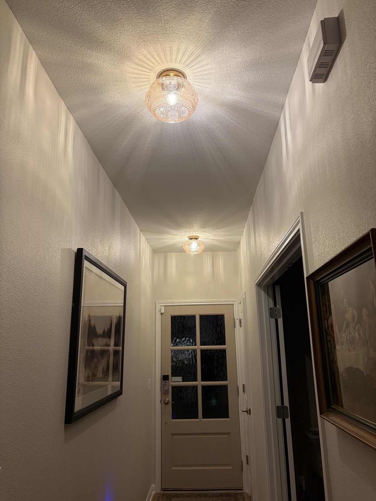 OYKYOHEI Semi Flush Mount Ceiling Light, Globe Glass Ceiling Light Fixture, Gold Modern Lighting for Hallway Porch Corridor Kitchen Bedroom, Bulb Not Included - Customer Photo 5