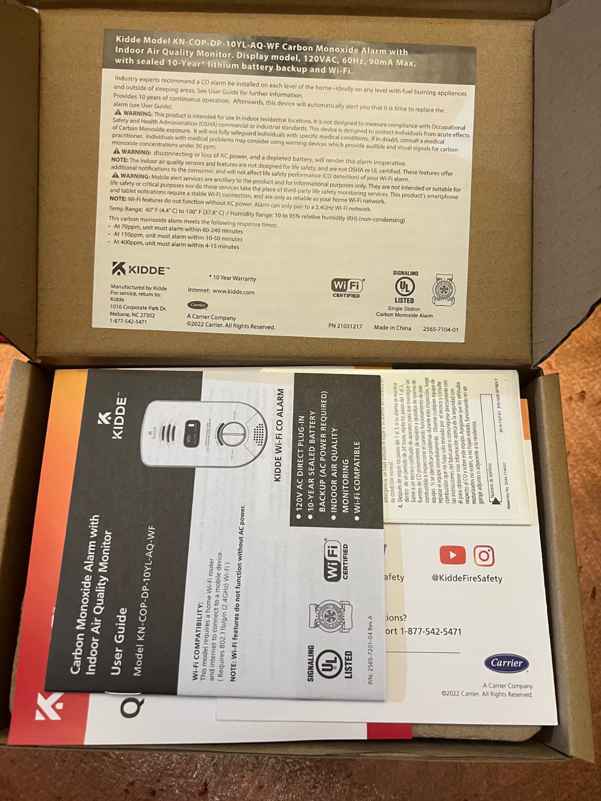 Kidde Smart Carbon Monoxide Detector & Indoor Air Quality Monitor, Plug In Wall, WiFi, Alexa Compatible Device, Voice & App Alerts - Customer Photo 2