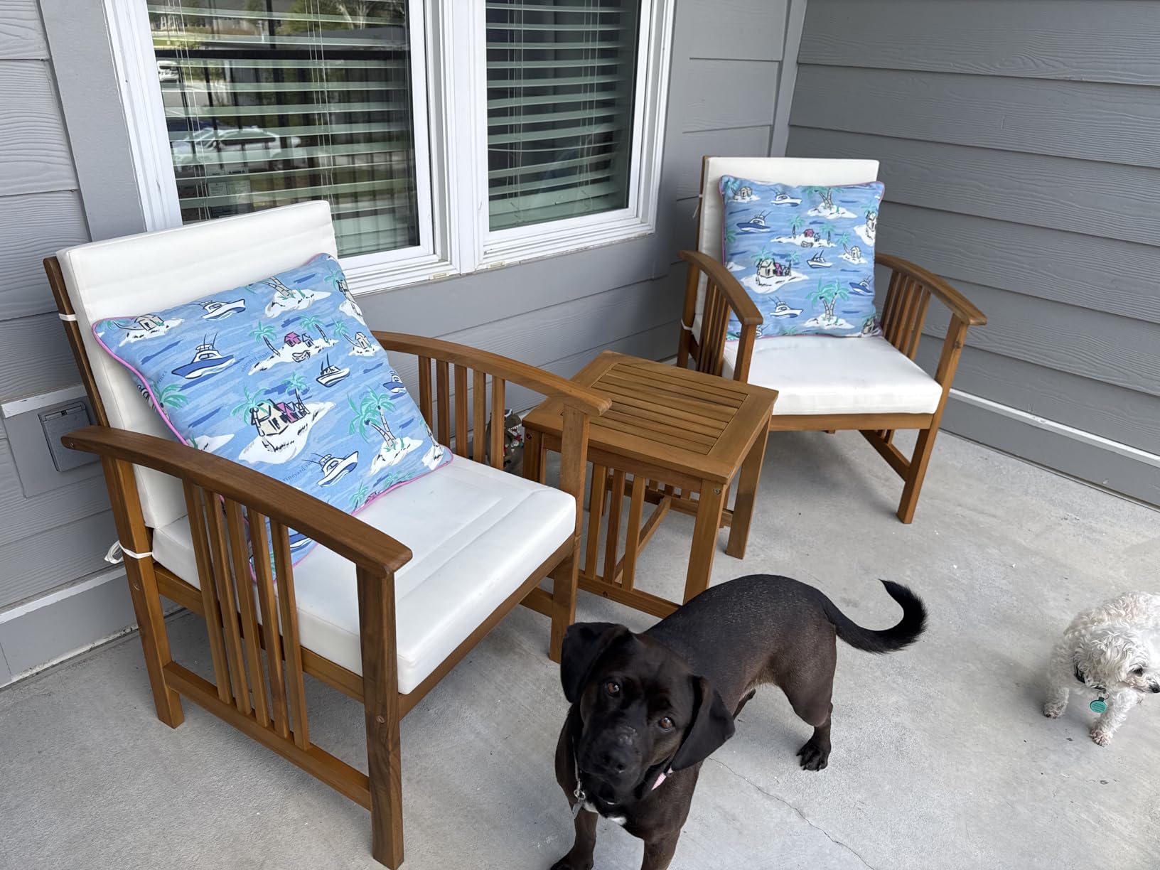 IDZO Natural 3-Piece Patio Bistro Sets with Foldable 400lbs Weight Chairs, a 220lbs Shelf Table, Made from FSC-Certified Acacia Wood, Featuring Washable Cushions and an Ergonomic Design - Customer Photo 2