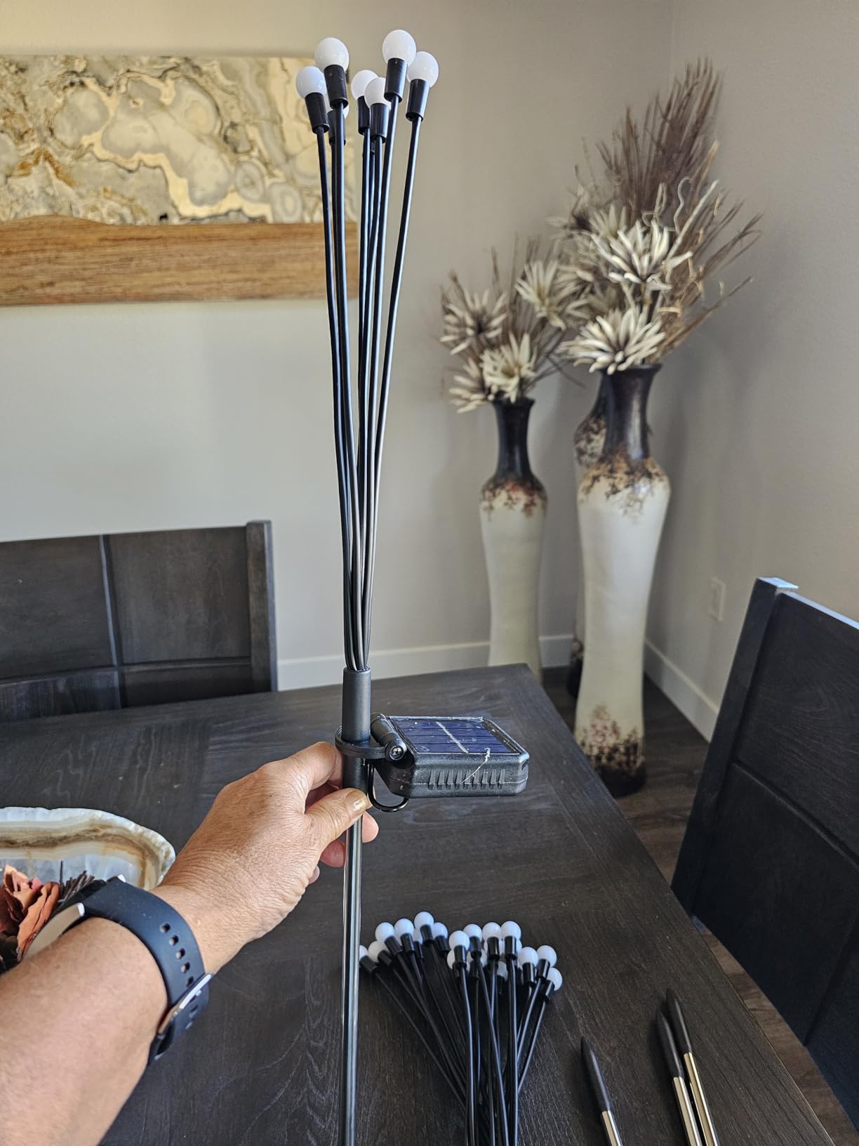 Solar Lights Outdoor(4 Pack,32 LEDs), ASMAD Solar Garden Lights, Outdoor Decorations, Firefly Light for Patio Decor, Big Bulb, Unique Gifts for Women, Gifts for Grandma - Customer Photo 2