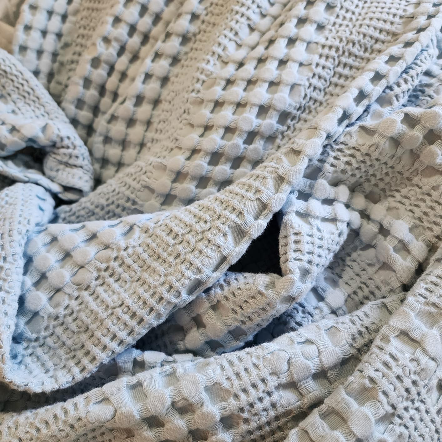 PHF Cooling Waffle Blanket Queen Size, Lightweight 60% Rayon Derived from Bamboo & 40% Cotton Breathable Blanket for Hot Sleepers, Soft and Luxury for Bed Couch and Sofa, 90