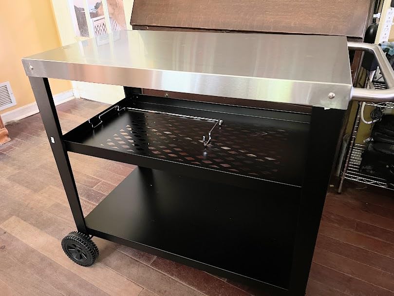 Royal Gourmet PC3404S Rolling Dining Table with Trash Bag Holder, Outdoor Garden Patio BBQ Kitchen Food Prep Table Cart, 34