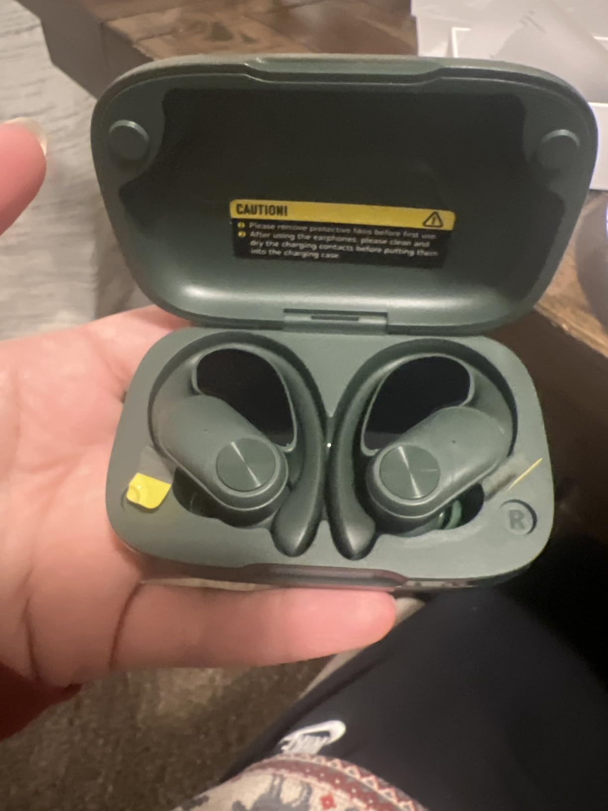 PocBuds Bluetooth Headphones Wireless Earbuds 80hrs Playtime Wireless Charging Case Digital Display Sports Ear Buds with Earhook Deep Bass IPX7 Waterproof Over-Ear Earphones for TV Phone Laptop Black - Customer Photo 1