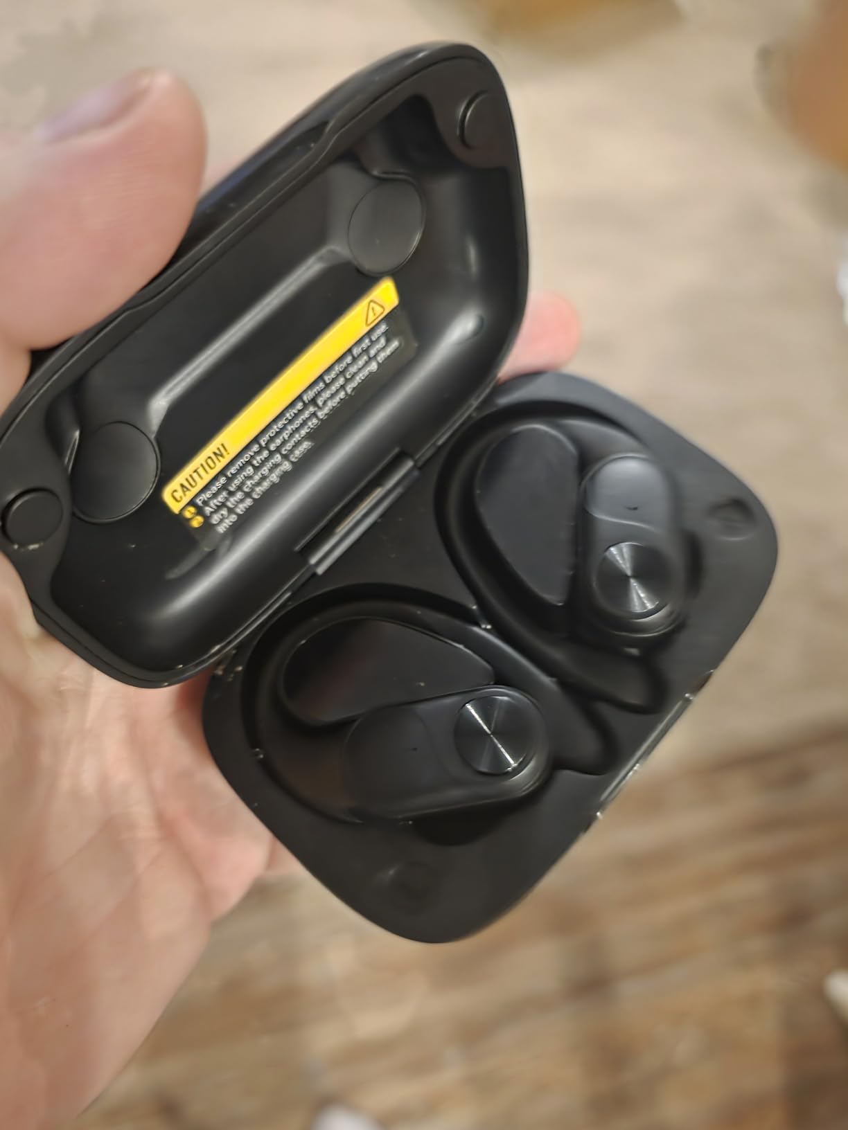 PocBuds Bluetooth Headphones Wireless Earbuds 80hrs Playtime Wireless Charging Case Digital Display Sports Ear Buds with Earhook Deep Bass IPX7 Waterproof Over-Ear Earphones for TV Phone Laptop Black - Customer Photo 2