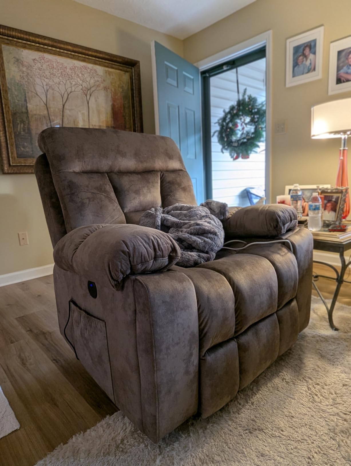 CANMOV Large Power Lift Recliner Chair with Massage and Heat for Elderly Big and Tall People, Overstuffed Wide Recliners with 2 Cup Holders, Side Pocket and USB Port, Camel - Customer Photo 1