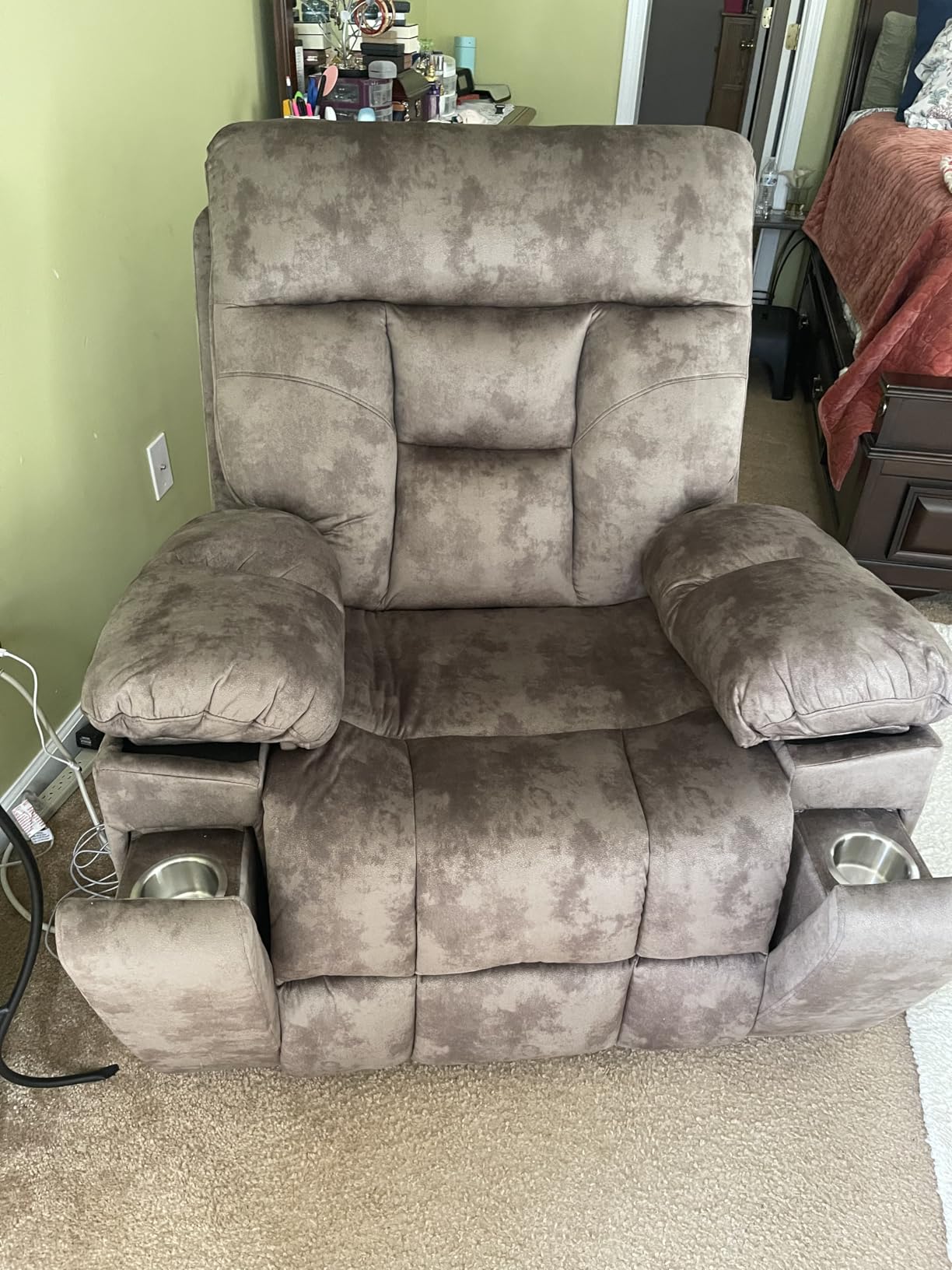 CANMOV Large Power Lift Recliner Chair with Massage and Heat for Elderly Big and Tall People, Overstuffed Wide Recliners with 2 Cup Holders, Side Pocket and USB Port, Camel - Customer Photo 2