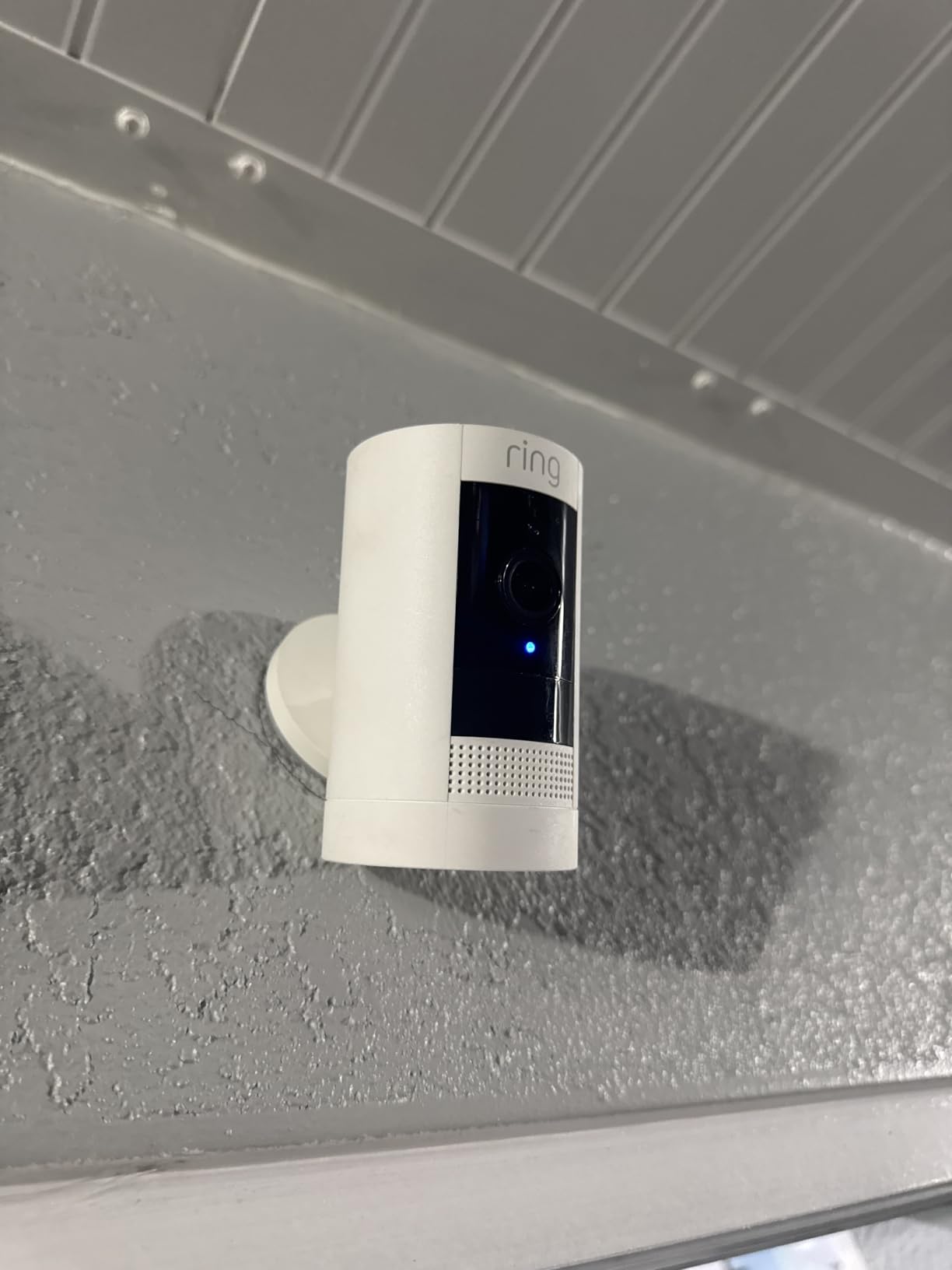 Ring Outdoor Cam (Stick Up Cam), Weather-resistant home or business security camera, outdoor ready, Live View, Color Night Vision, Two-Way Talk, motion alerts, Works with Alexa, White - Customer Photo 3